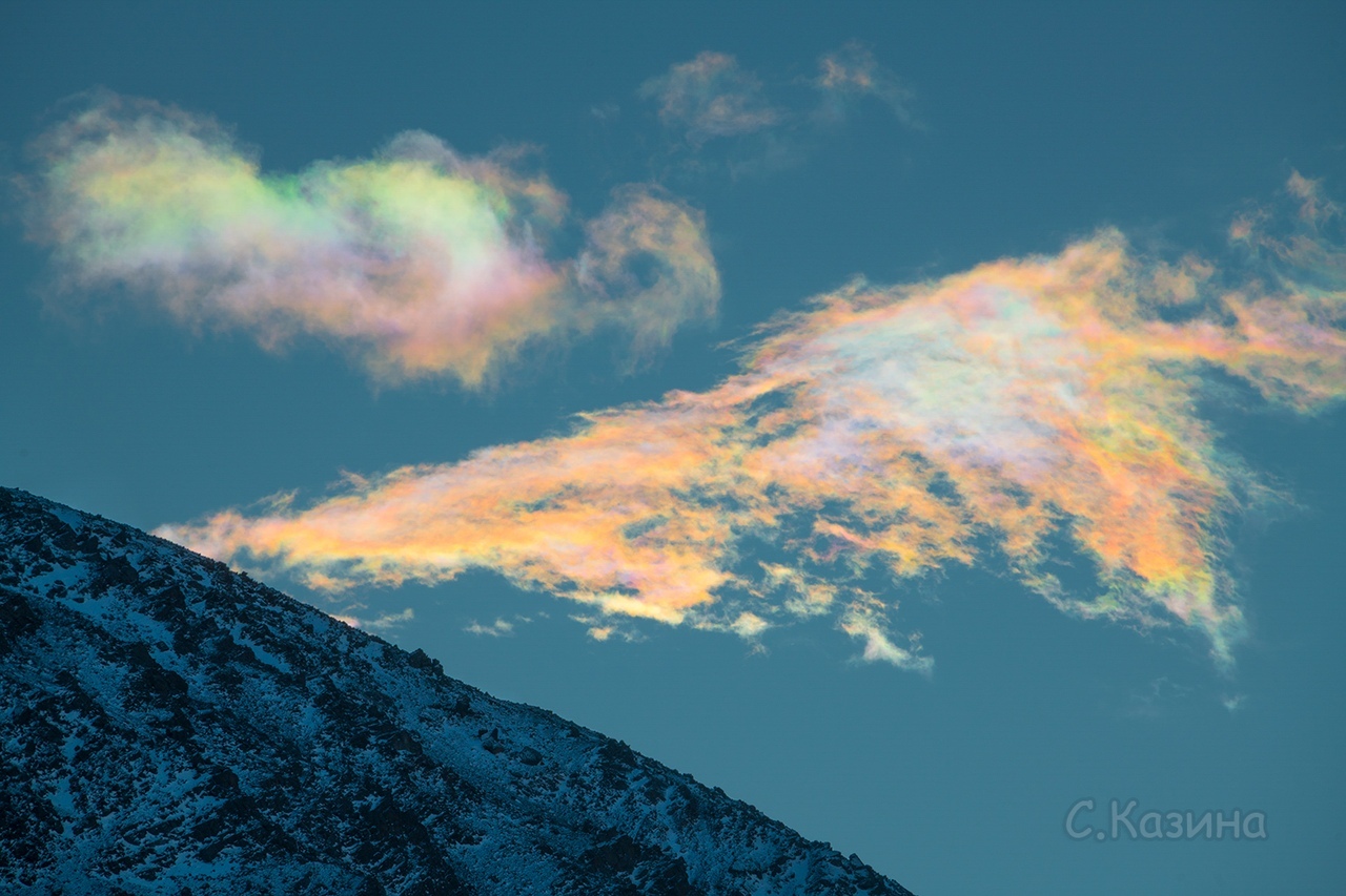 Rainbow clouds - The photo, Clouds, The mountains, Siberia, Longpost