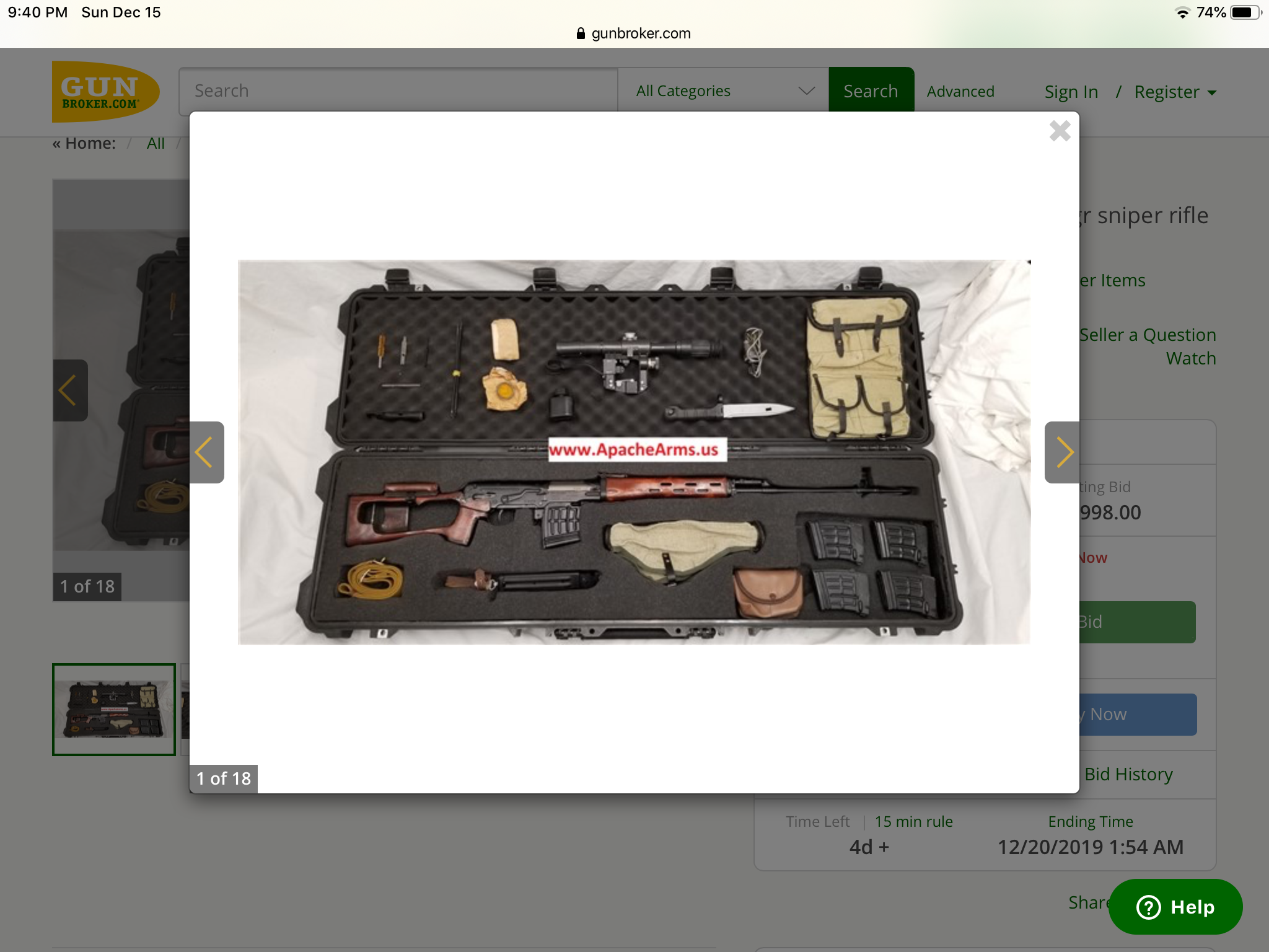 Once again Gunbroker - Auction, Goods by mail, Weapon, Dragunov sniper rifle, Longpost