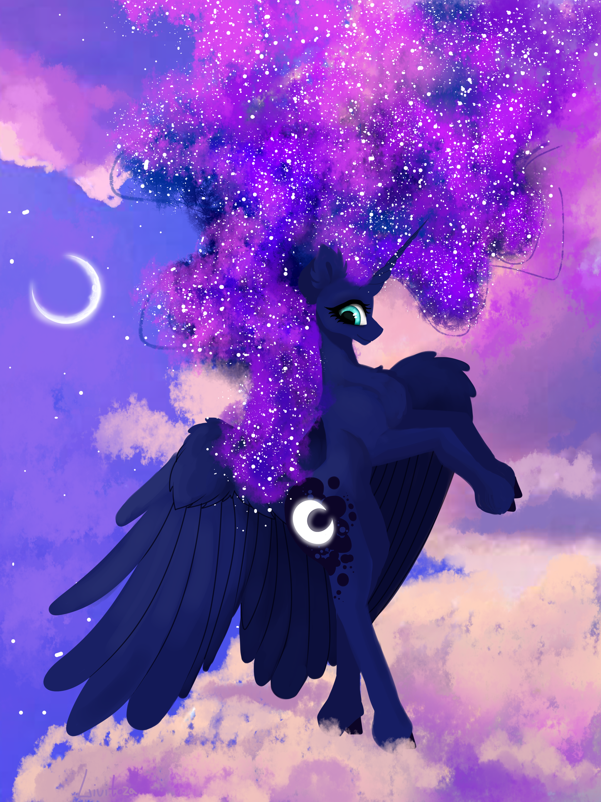 Pink sky - My, My little pony, Princess luna, Livitoza