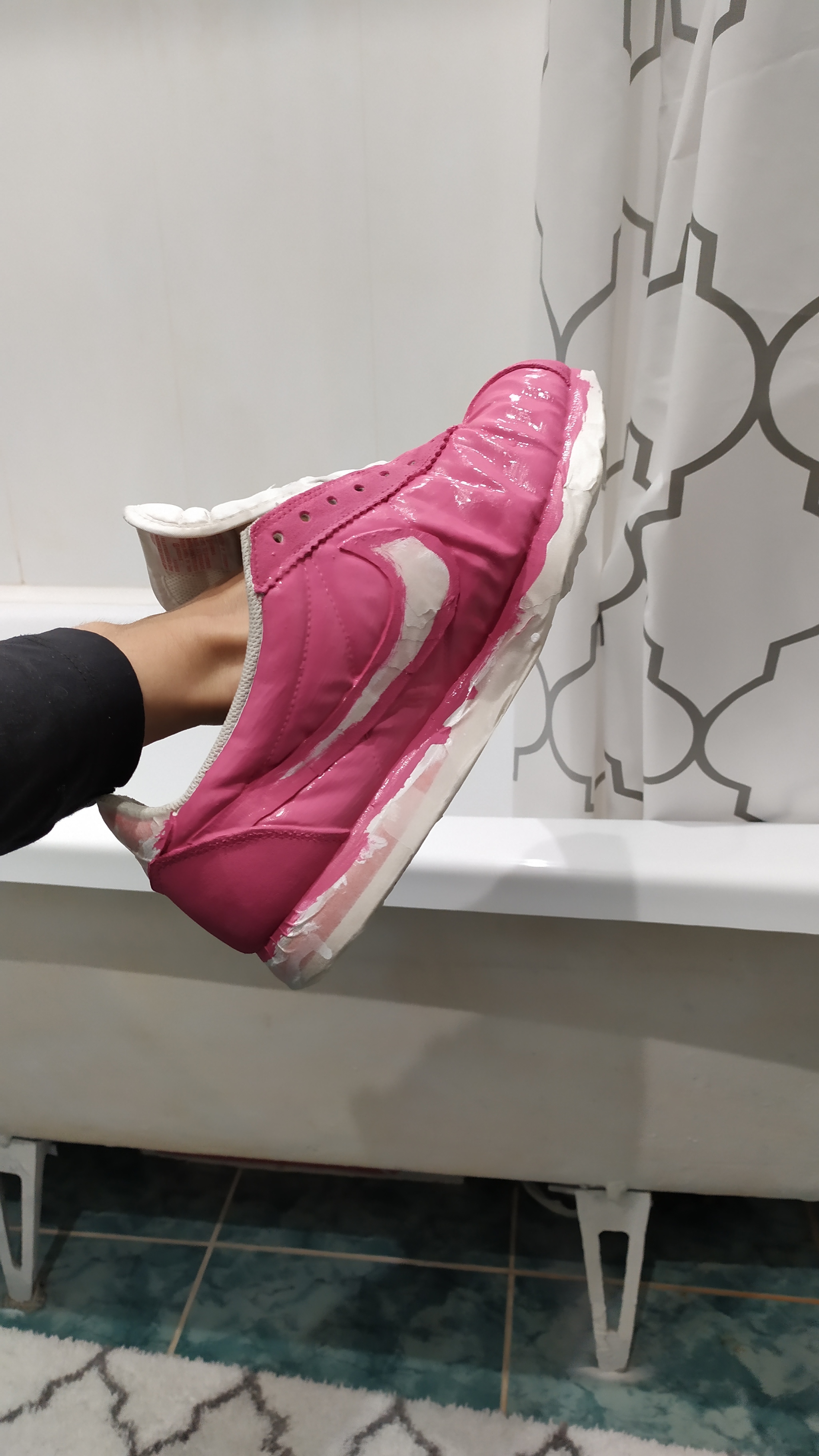 Кастом кроссовок Nike Cortez / Реставрация и покраска акрилом старых найк кортез - Моё, Рукоделие с процессом, Кастом, Кастомизация, Обувь, Кроссовки, Покраска, Nike, Cortez, Видео, Длиннопост