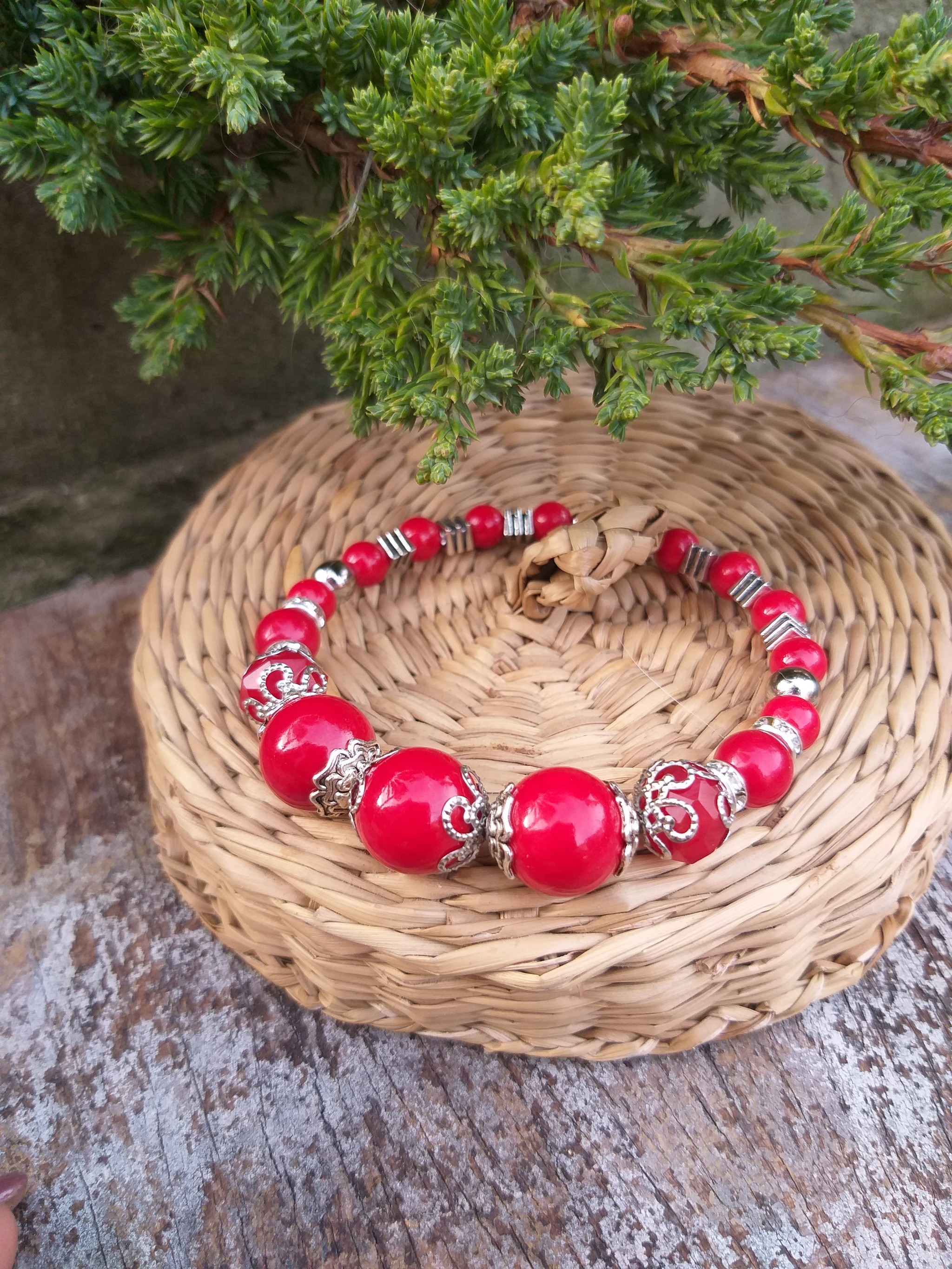 I switch to RED - My, Red, Bijouterie, Handmade, A bracelet, Red bracelets, Longpost, Needlework without process