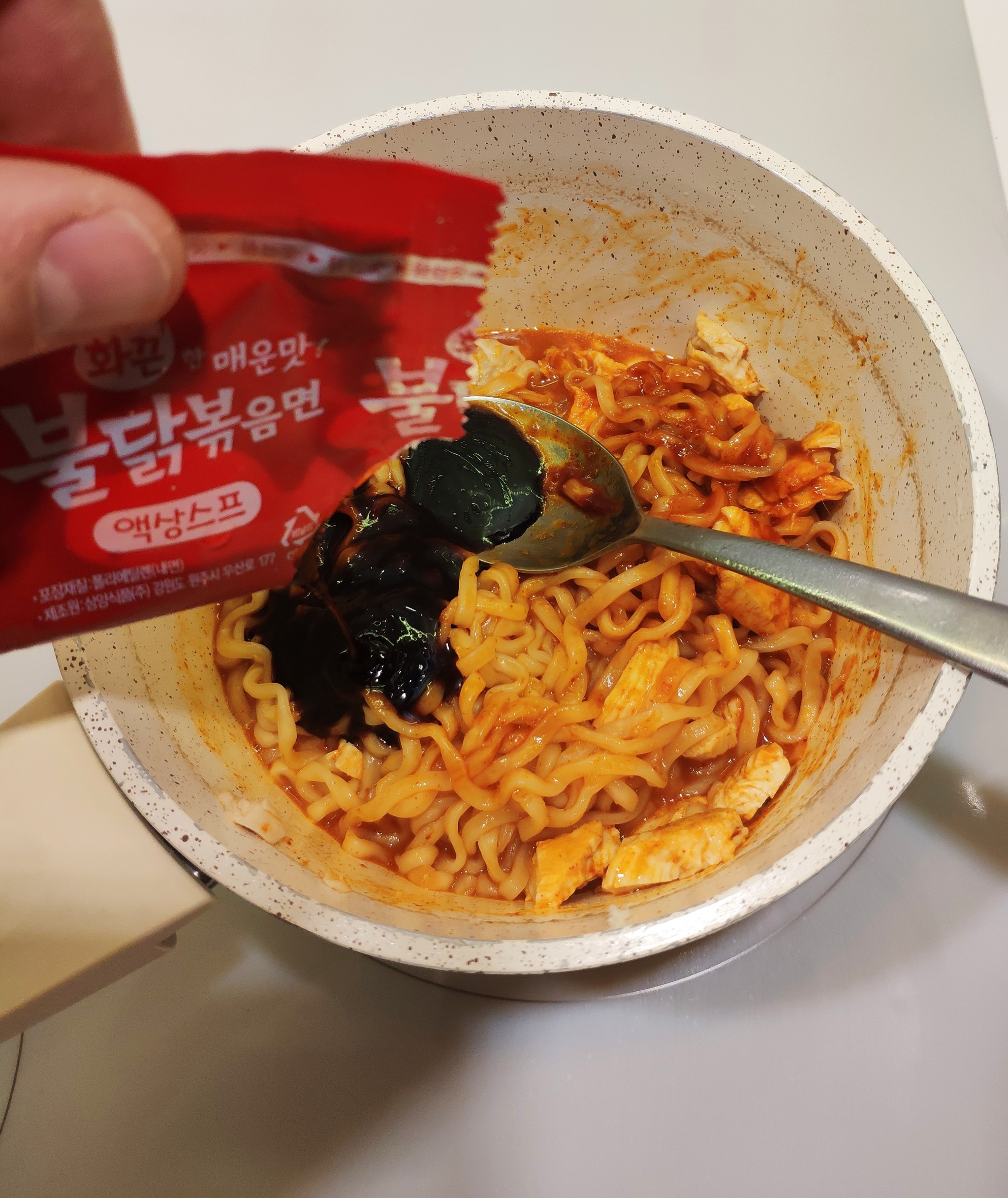 Доширакология. Повышаем ставки. Прокачка Samyang Hot Сhicken Flavor Ramen - Моё, Доширакология, Лапша, Кулинария, Доширак, Обзор еды, Острое, Еда, Длиннопост