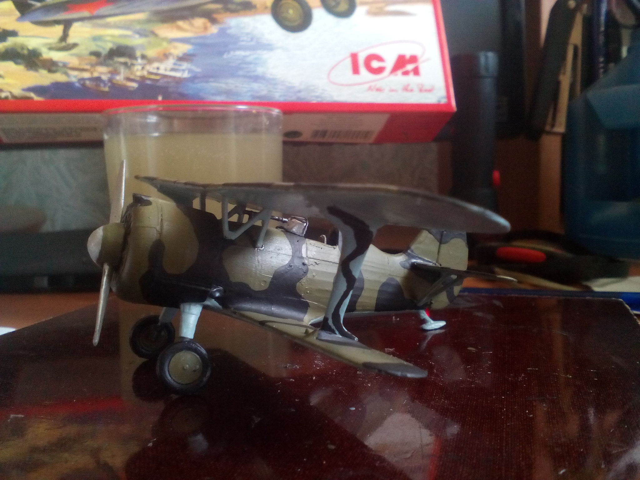 Soviet sesquiplane. Polikarpov I-15 bis - My, Stand modeling, Aircraft modeling, Prefabricated model, Fighter, Biplane, Airplane, Longpost