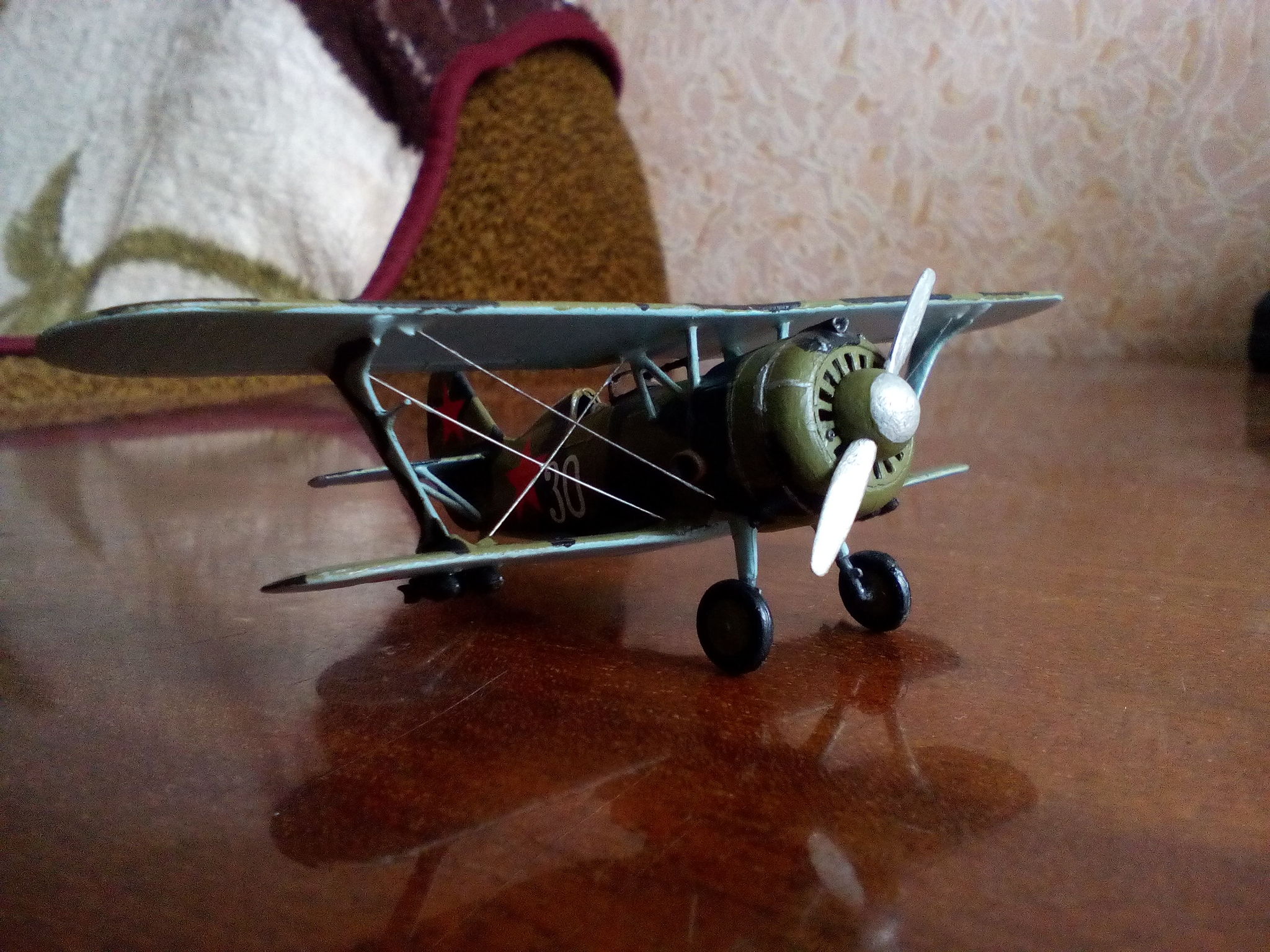 Soviet sesquiplane. Polikarpov I-15 bis - My, Stand modeling, Aircraft modeling, Prefabricated model, Fighter, Biplane, Airplane, Longpost