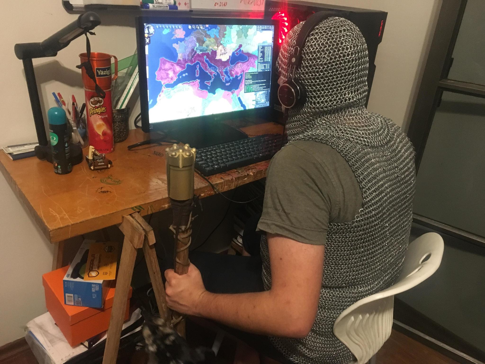 I wonder what he wears when he watches porn... - Computer games, Gamers, Chain mail