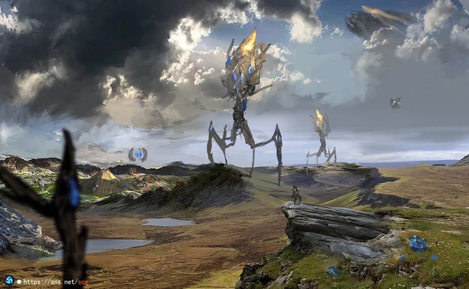 Colossi on a walk - Starcraft, Games, Protoss, Computer games, Art