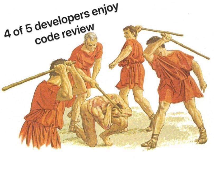 4 out of 5 developers love code revision - IT humor, Programming, Code review, Caricature