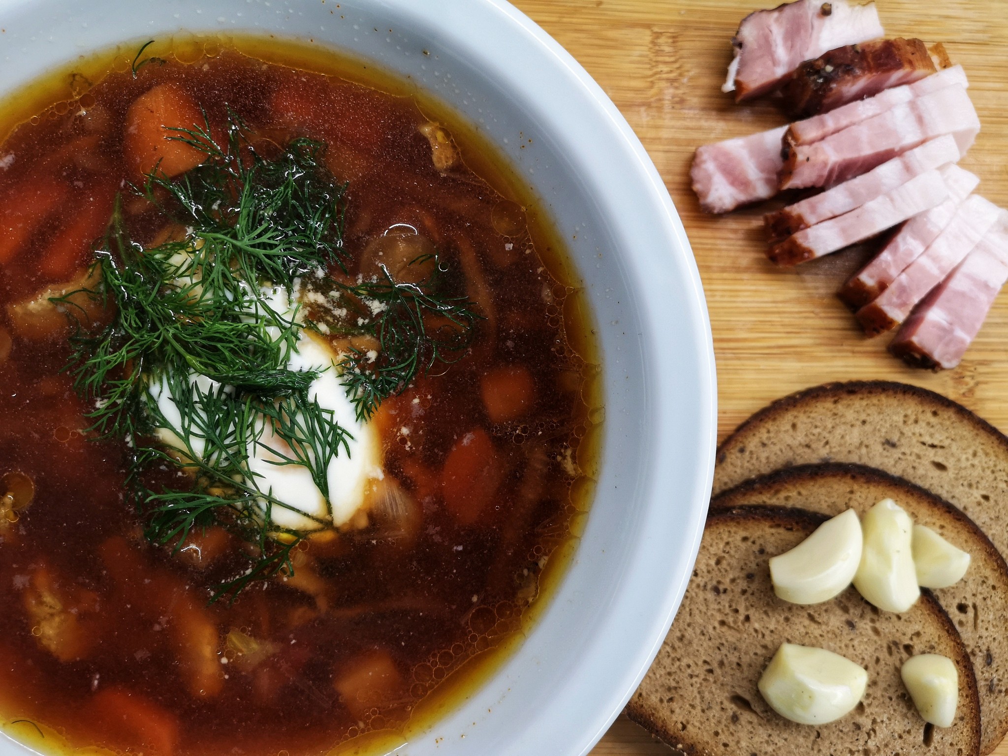 Borscht with porcini mushrooms and duck - Soup, Bath, Mushrooms, Food, Longpost, Recipe