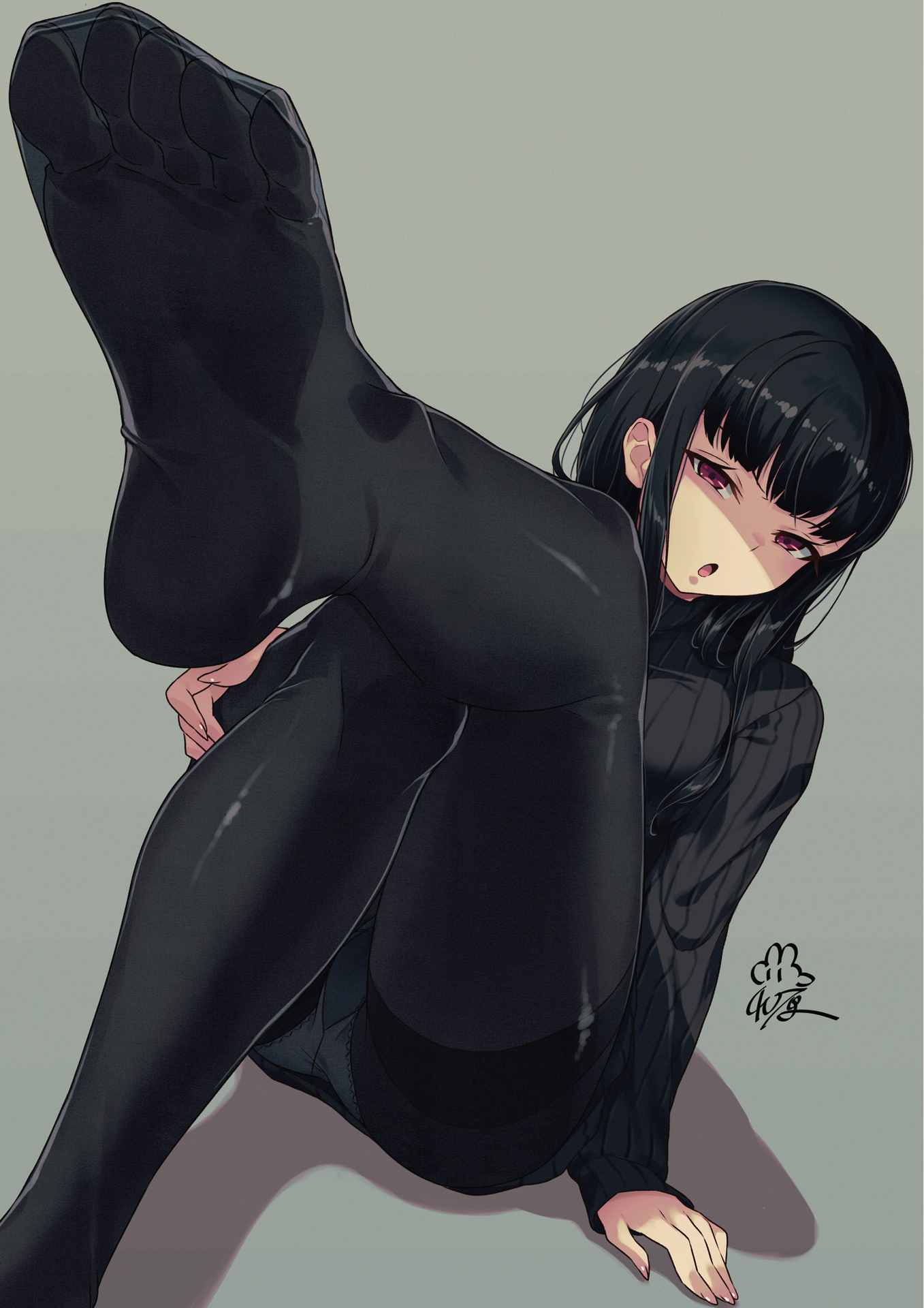 Чернушка - NSFW, Аниме, Anime Art, Original Character, Колготки, Ноги