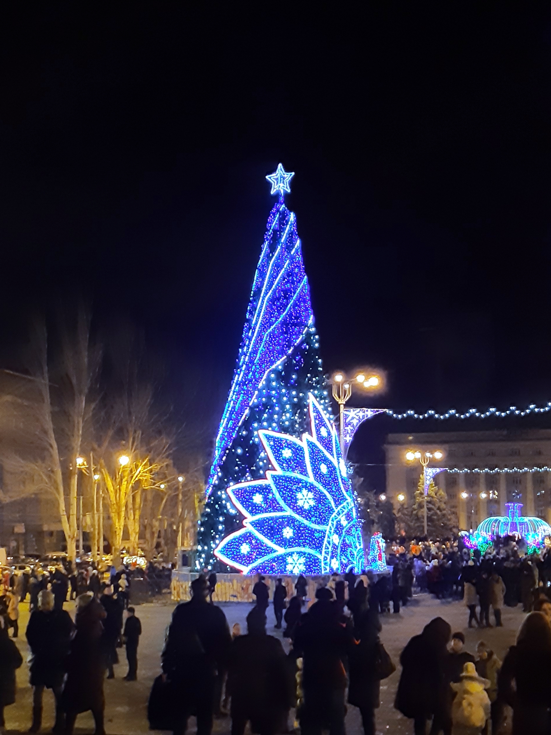 Lenina sq. Donetsk - My, Photo on sneaker, Donetsk, Longpost, Christmas tree, Christmas trees