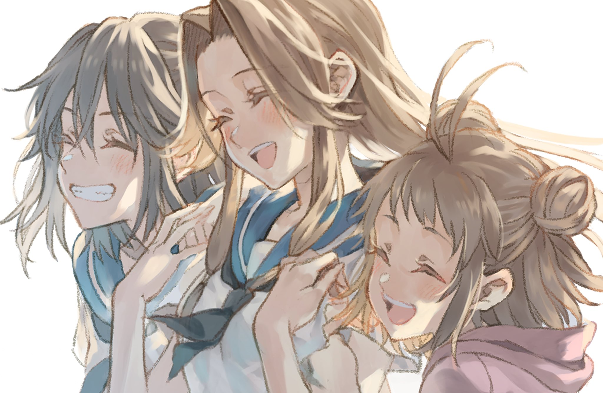 Sendai sisters - Kantai Collection, Jintsuu, Sendai, Naka, Аниме, Anime Art