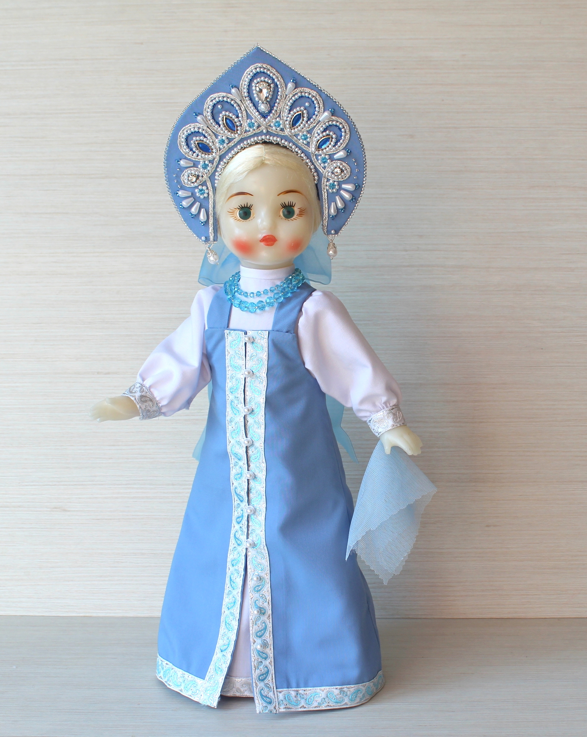 Snow Maiden in your feed) - My, Snow Maiden, New Year, Needlework without process, Doll, Beads, Longpost