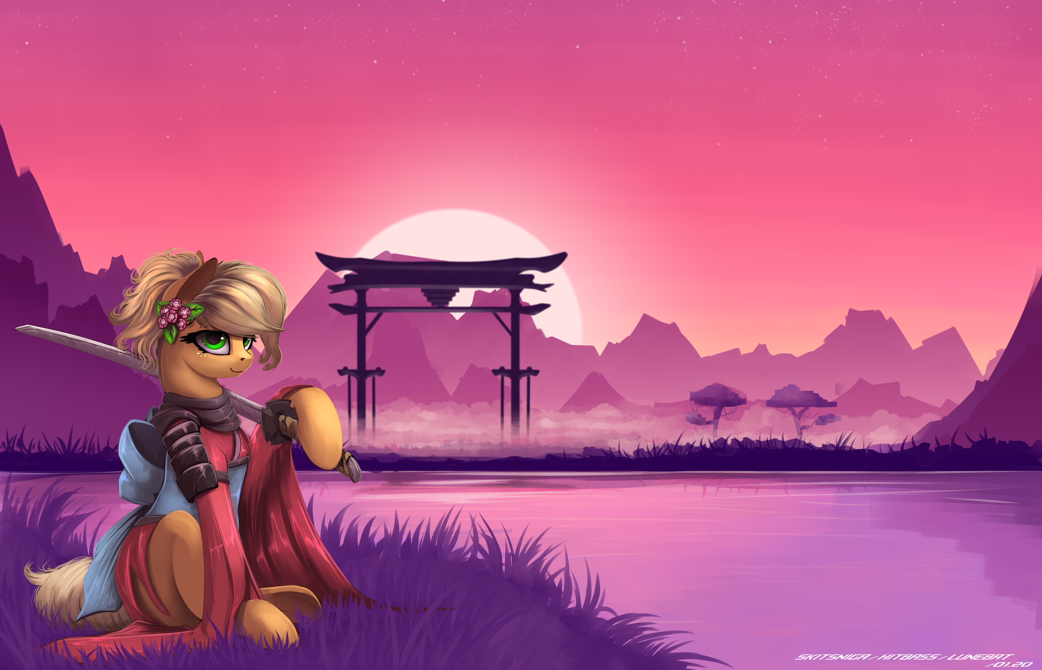 Samurai AppleJack - My little pony, PonyArt, Applejack, Skitsroom, Hitbass, Lunebat