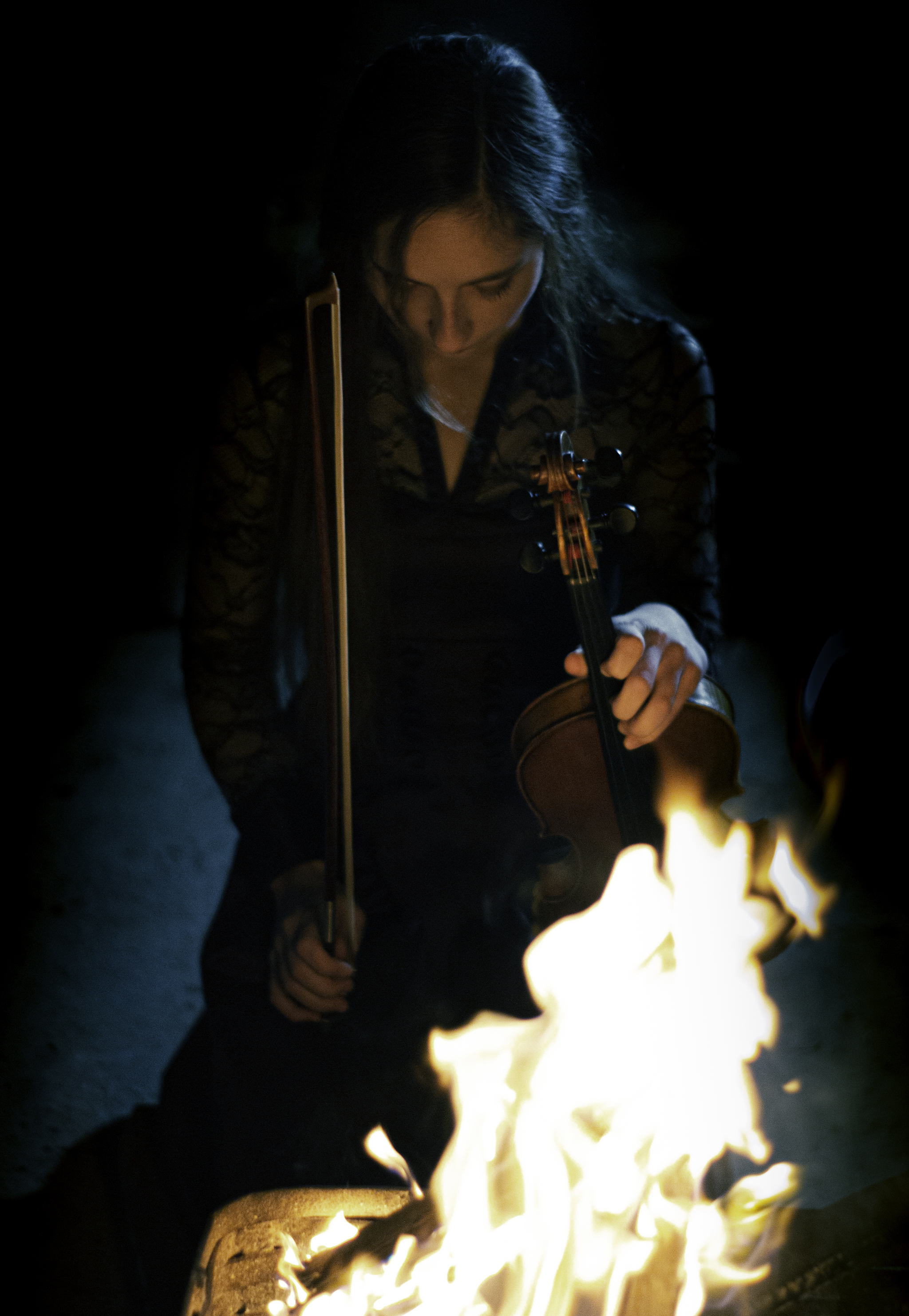 Violin, fire and tulips - this is the beginning of 2020 - My, The photo, Violin, Fire, Canon 600D, Longpost