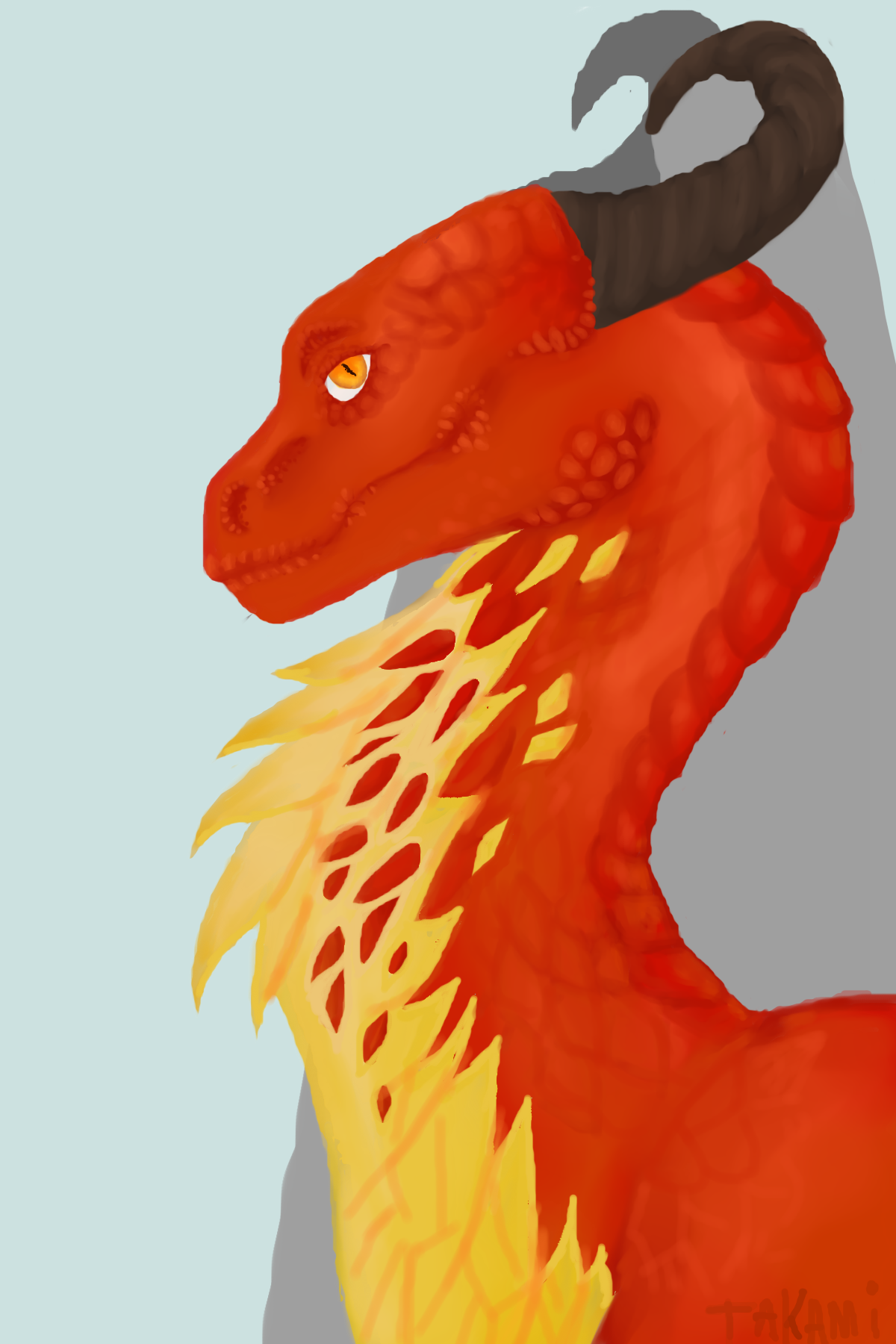 He knows that he is fire - My, The Dragon, Digital drawing