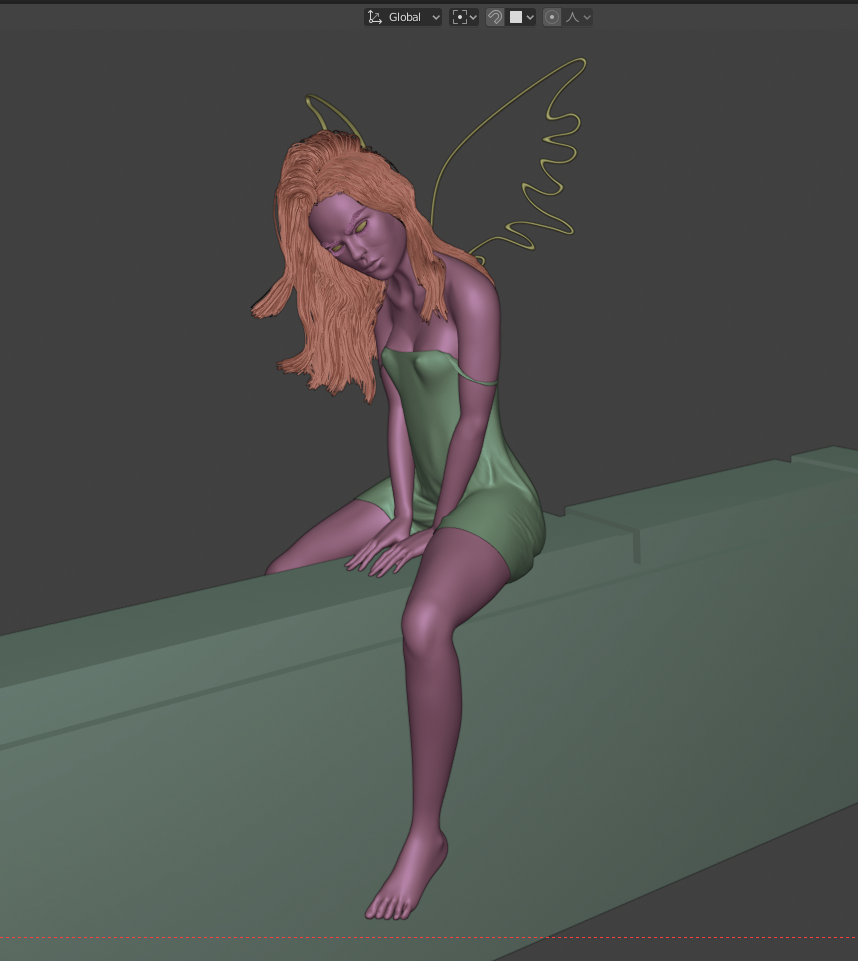 Sketch girl, Blender3D - My, Blender, 3D, 3D modeling, Longpost