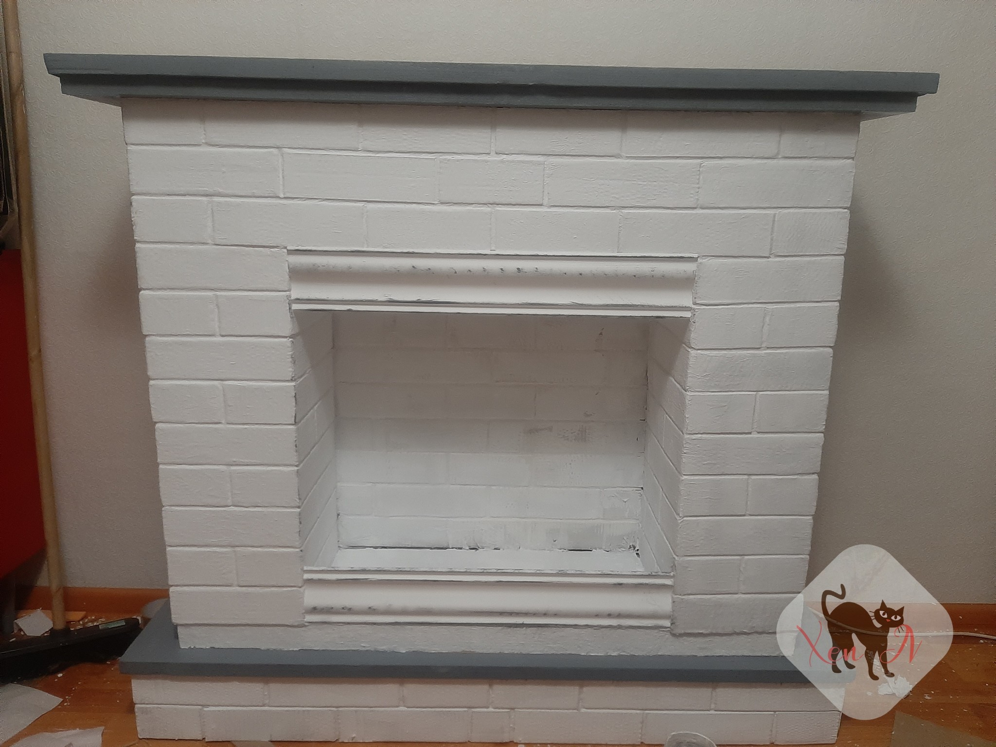 DIY decorative fireplace from boxes in 2 days - My, Fireplace, Box, With your own hands, Longpost, Needlework with process