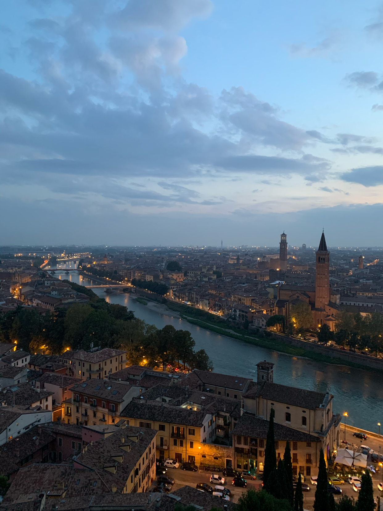 Sunset in Verona - My, Verona, Italy, Sunset, Travels, River, Towers, The photo