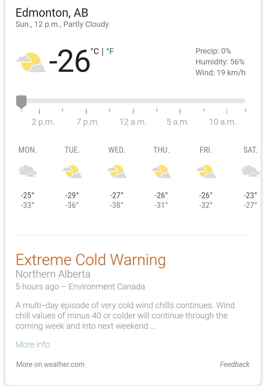 Weather in Edmonton - Canada, Weather, freezing