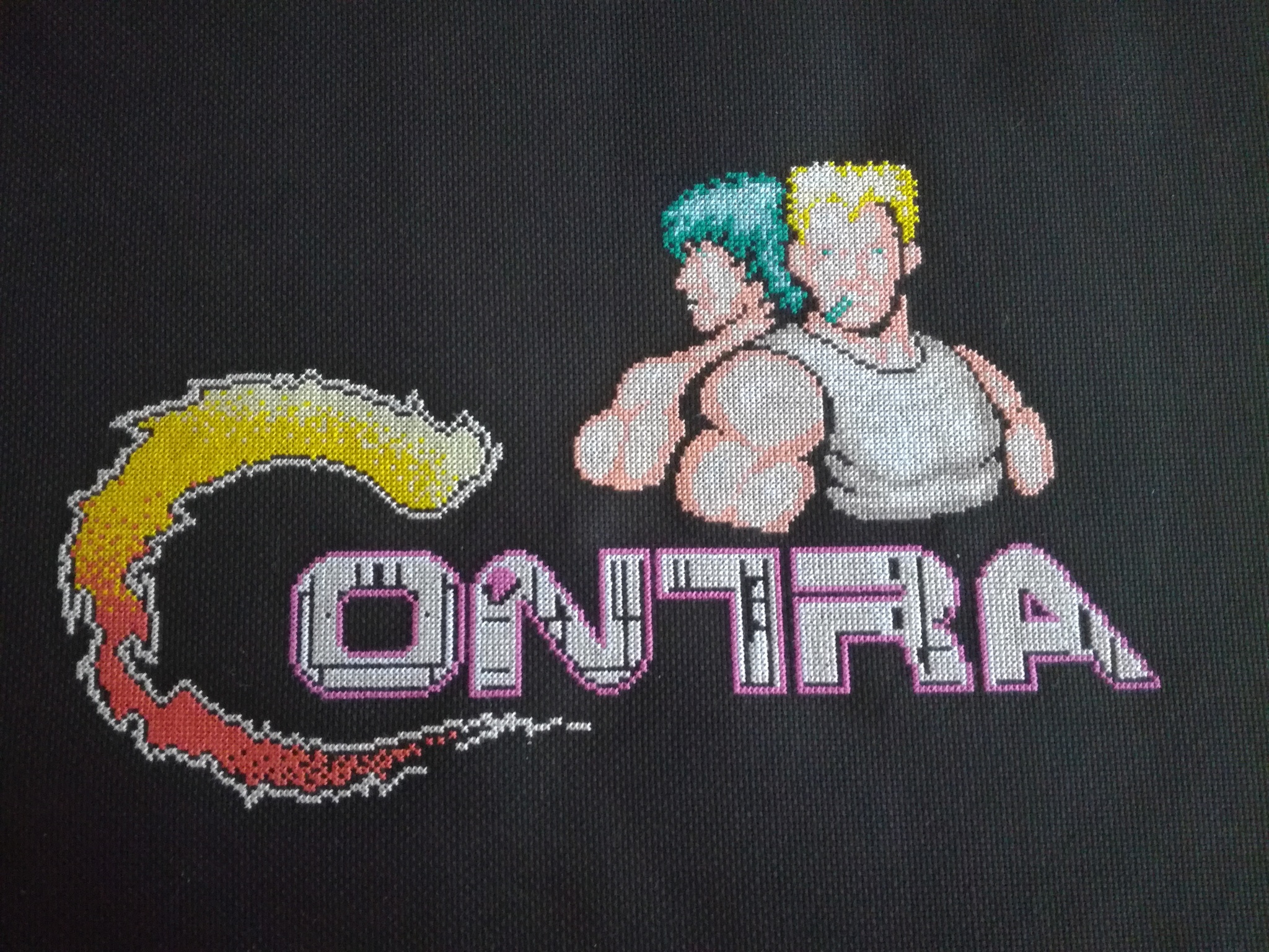 Cross stitch, Contra 8-bit - My, Cross-stitch, Needlework without process, 8 bit, Contra