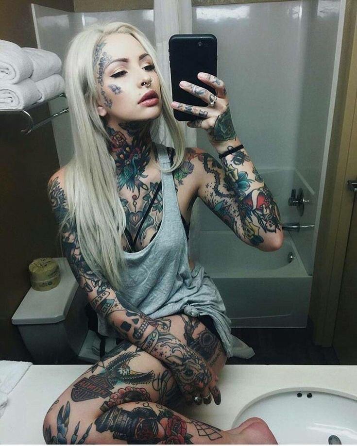 Girls with tattoos - continuation) - NSFW, Tattoo, Tattoos on the chest, Girl with tattoo, Longpost