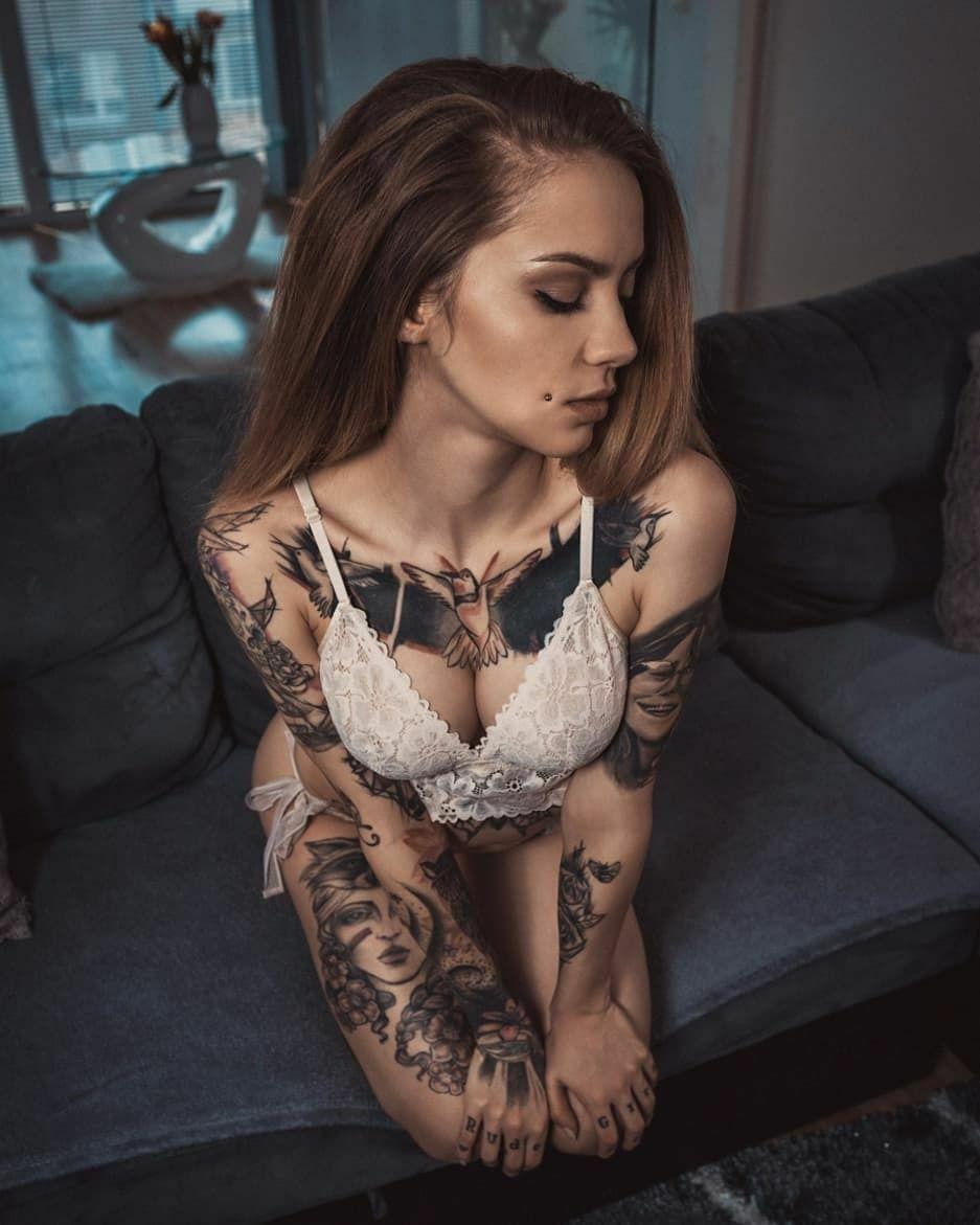 Girls with tattoos - continuation) - NSFW, Tattoo, Tattoos on the chest, Girl with tattoo, Longpost