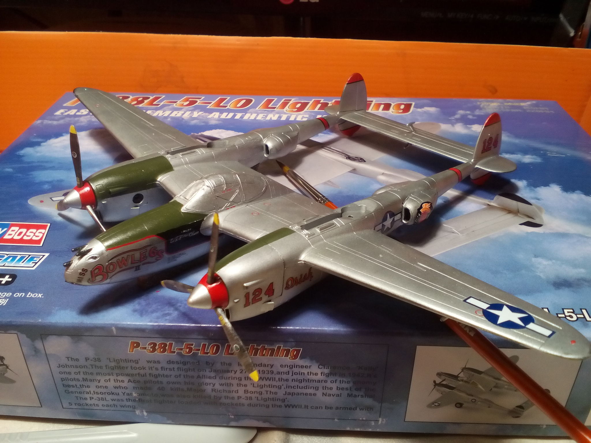 Two-tailed devil. Lockheed P-38-L5 Lightning - My, Stand modeling, Aircraft modeling, Prefabricated model, The Second World War, Lightning, Fighter, Airbrushing, Longpost