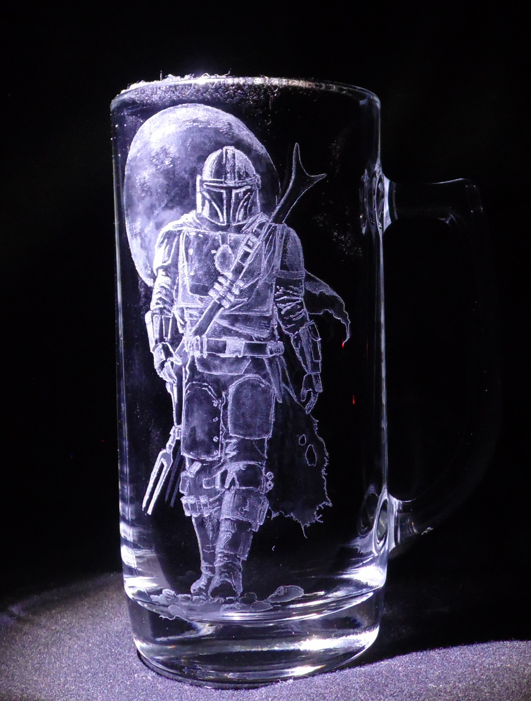 Mandalorian on a glass - My, Engraving, Goblets, Mandalorian, Hobby, Longpost