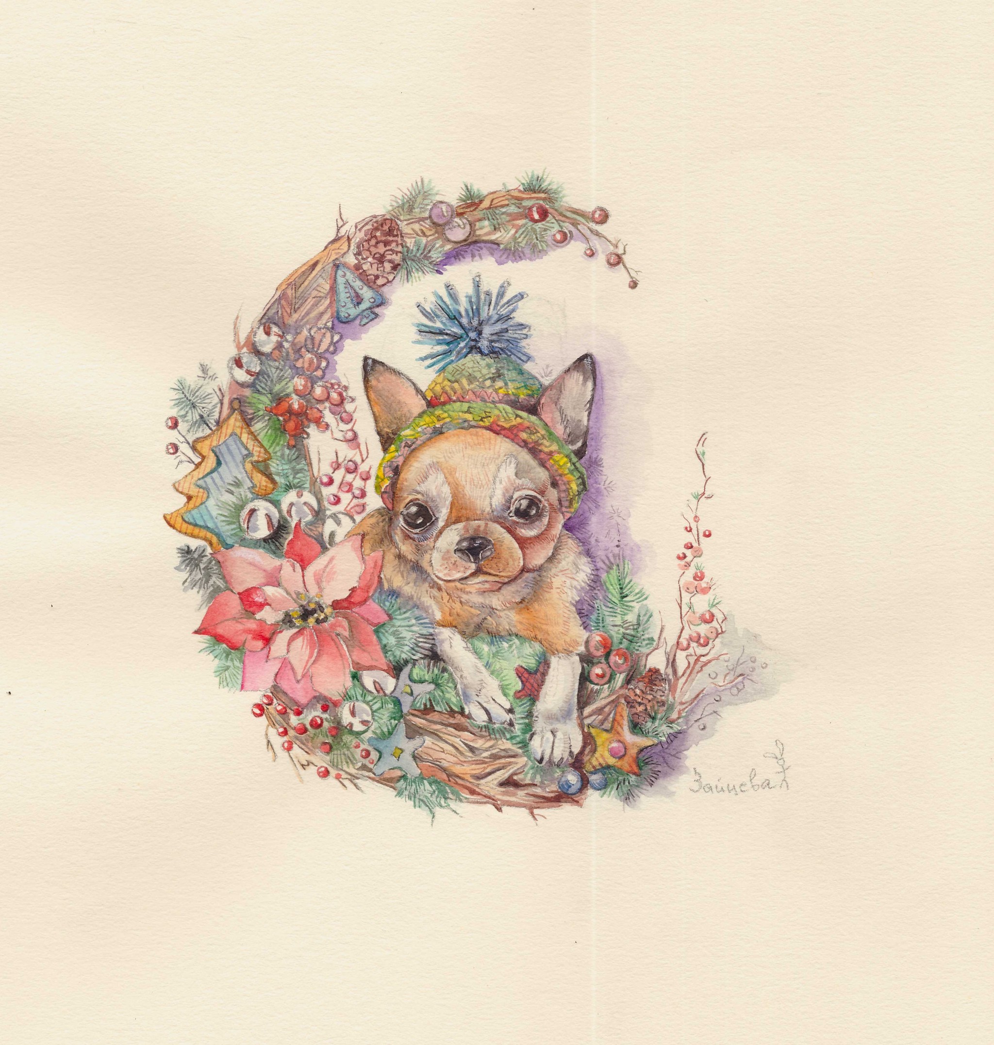 Kalyaki-malyaki - My, Watercolor, Rat, French Bulldog, Dog, Drawing, Longpost, Animals, Animalistics, Flowers