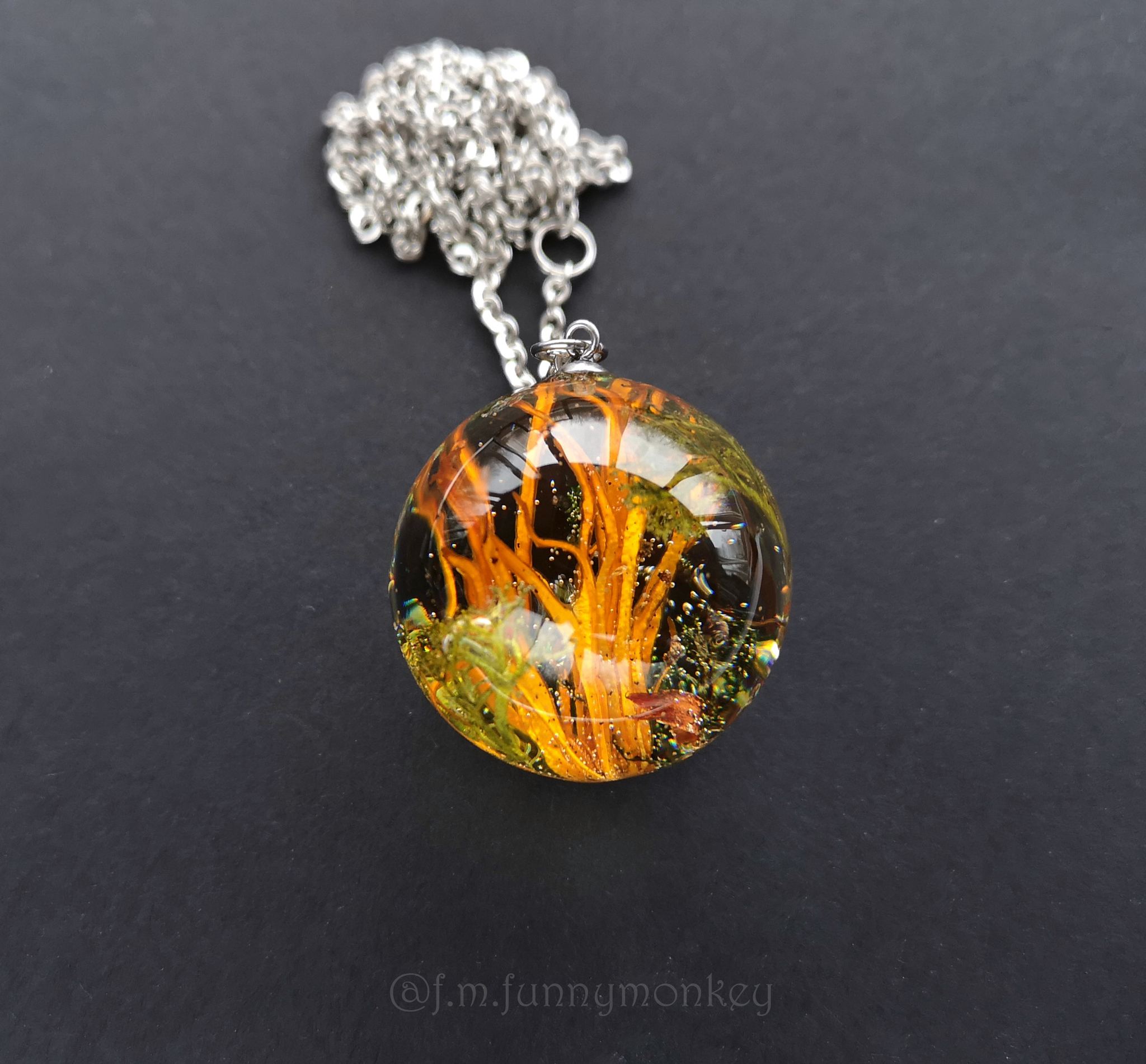 forest pendant - My, Handmade, Pendant, Mushrooms, Needlework without process, Epoxy resin, Epoxy resin jewelry