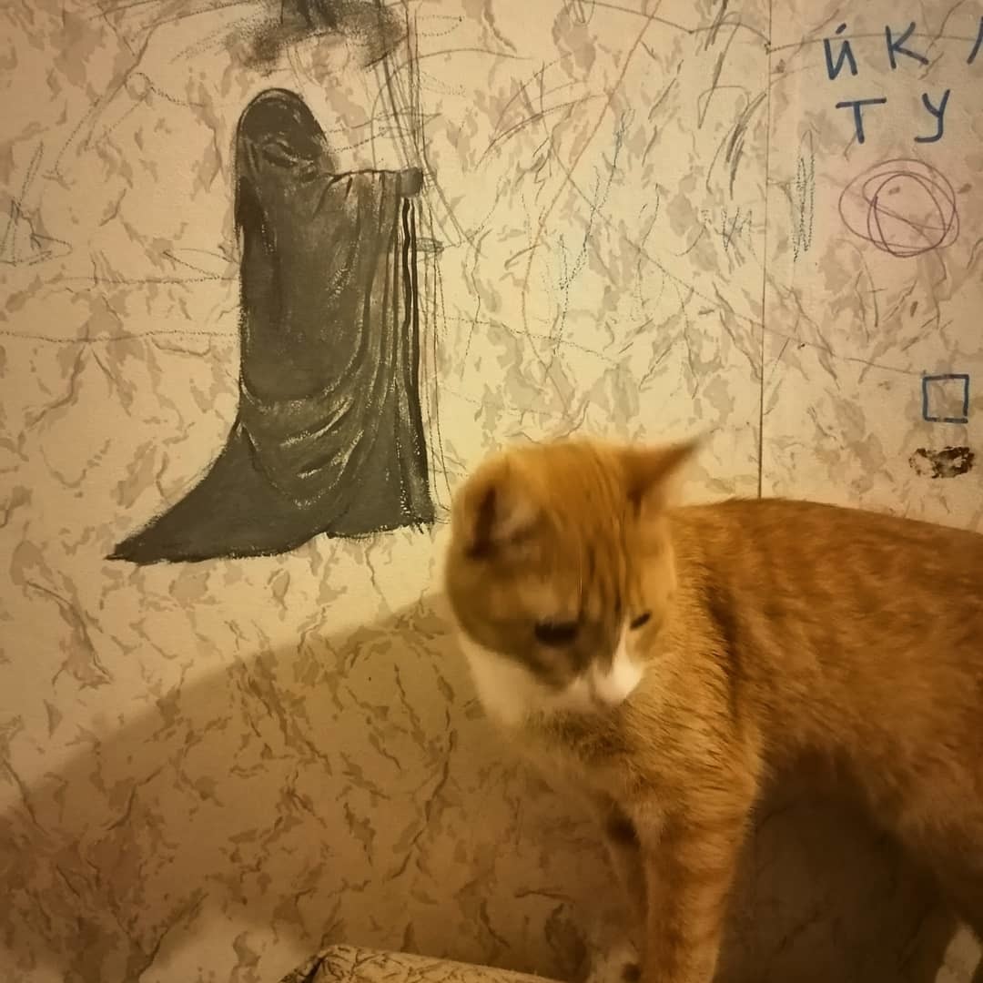 Upgrade according to Tolkien - My, Lord of the Rings, Moscow, Acrylic, Gandalf, Hobby, Longpost, Wallpaper, Wall painting, cat