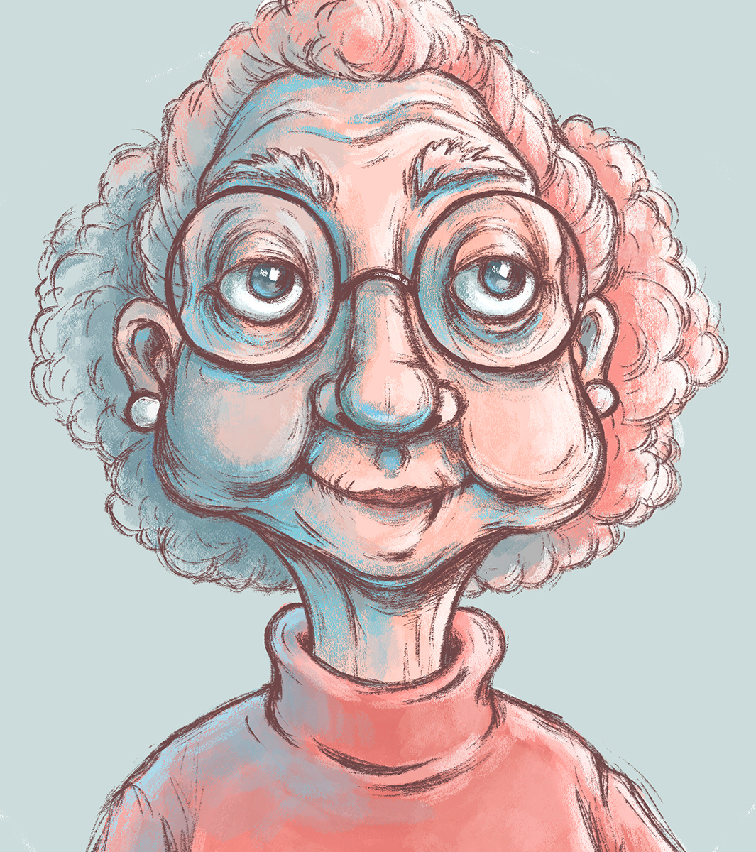 Alevtina Valerievna - My, Beaver draws, Old lady, Retirees, Character Creation, Pink, Longpost