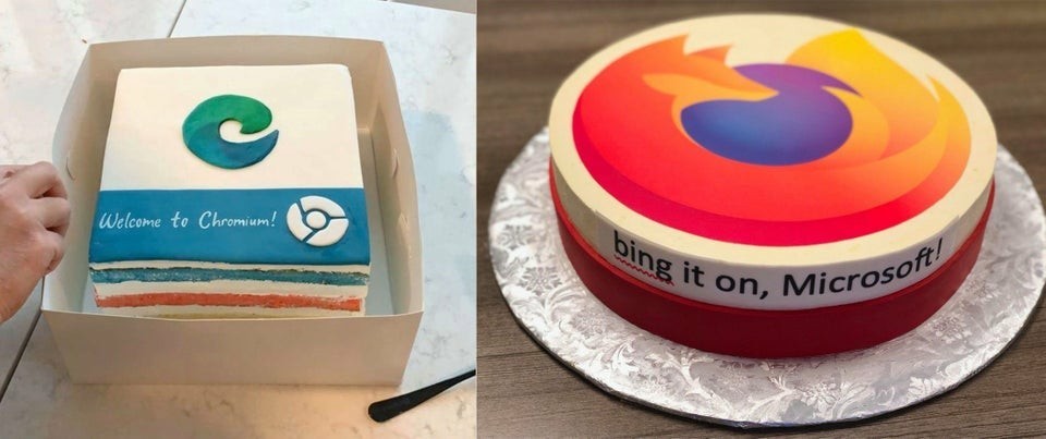 Google and Firefox sent the Microsoft Edge team a cake to celebrate its update - Firefox, Google, Microsoft, Microsoft Edge, Reddit, Cake