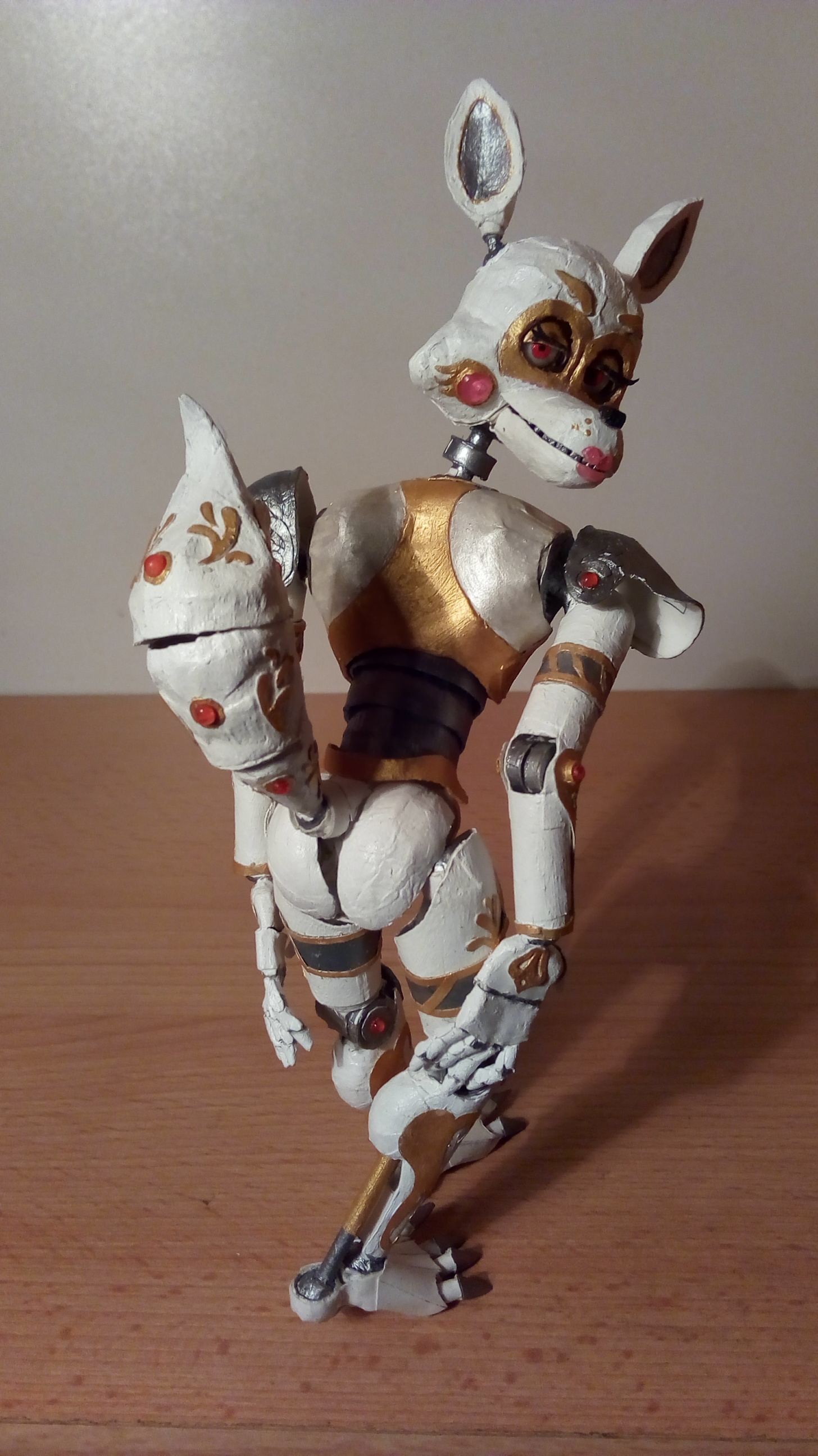 Remaking the Fun Time Foxy figure (Part 3) - Final - My, Papercraft, Paper, Handmade, Interesting, With your own hands, Five nights at freddys, Clockpunk, Longpost