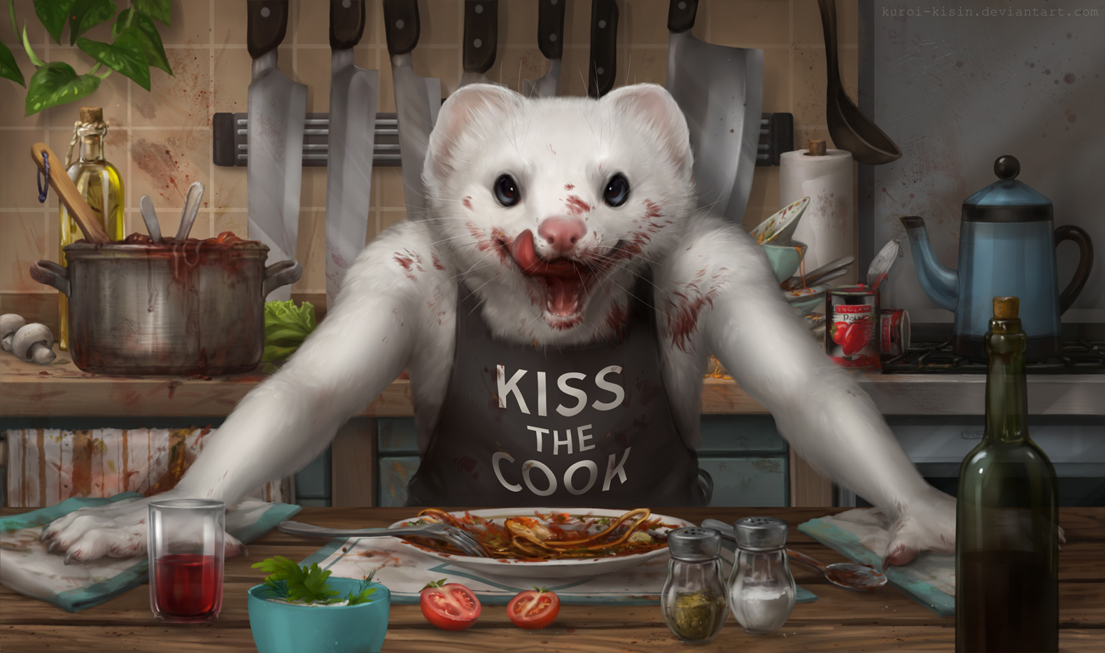 Bon appetit! - Art, Drawing, Ermine, Kuroi-Kisin