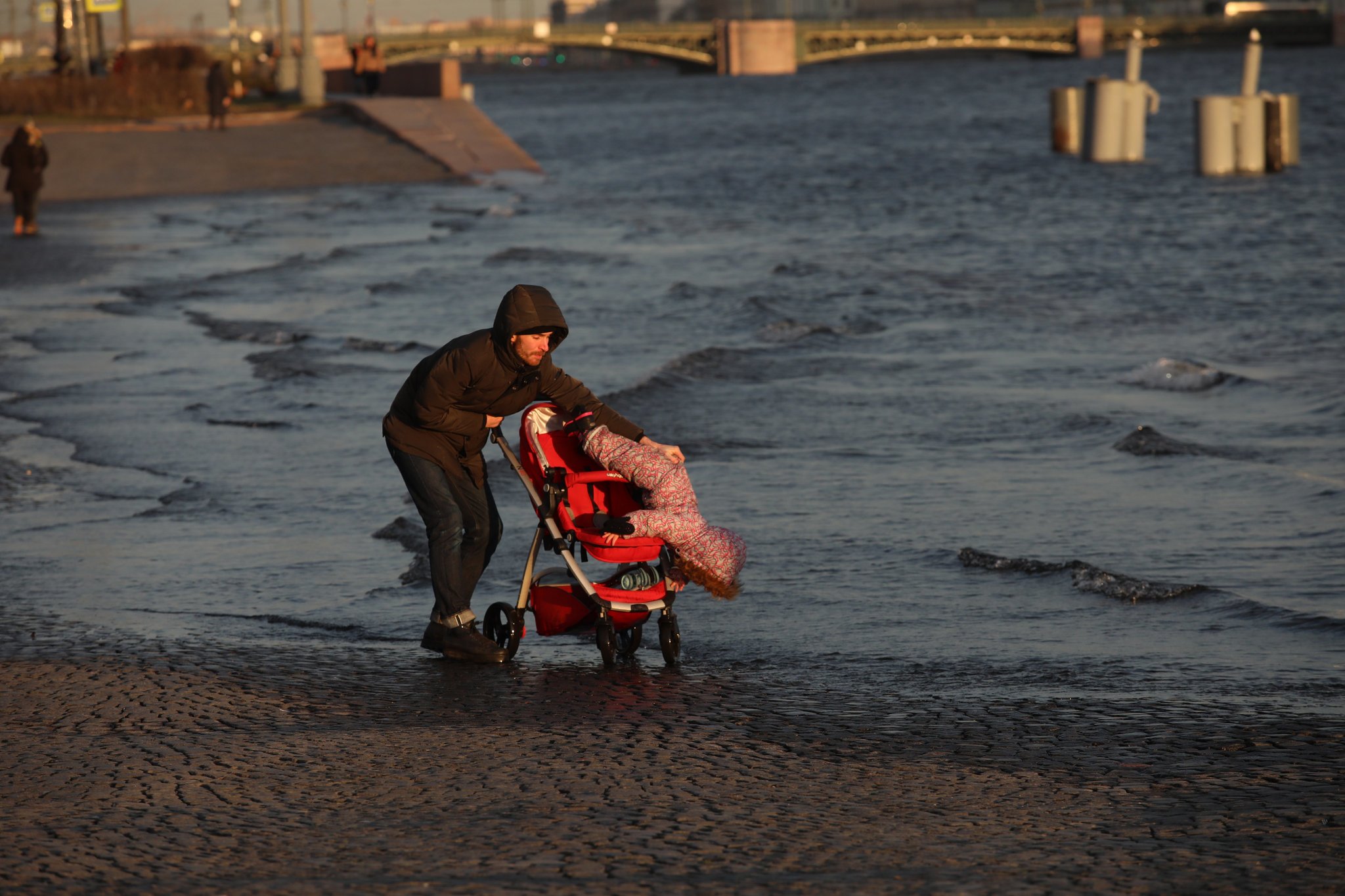 Walking with Father - Father, Children, Stroller, Saint Petersburg