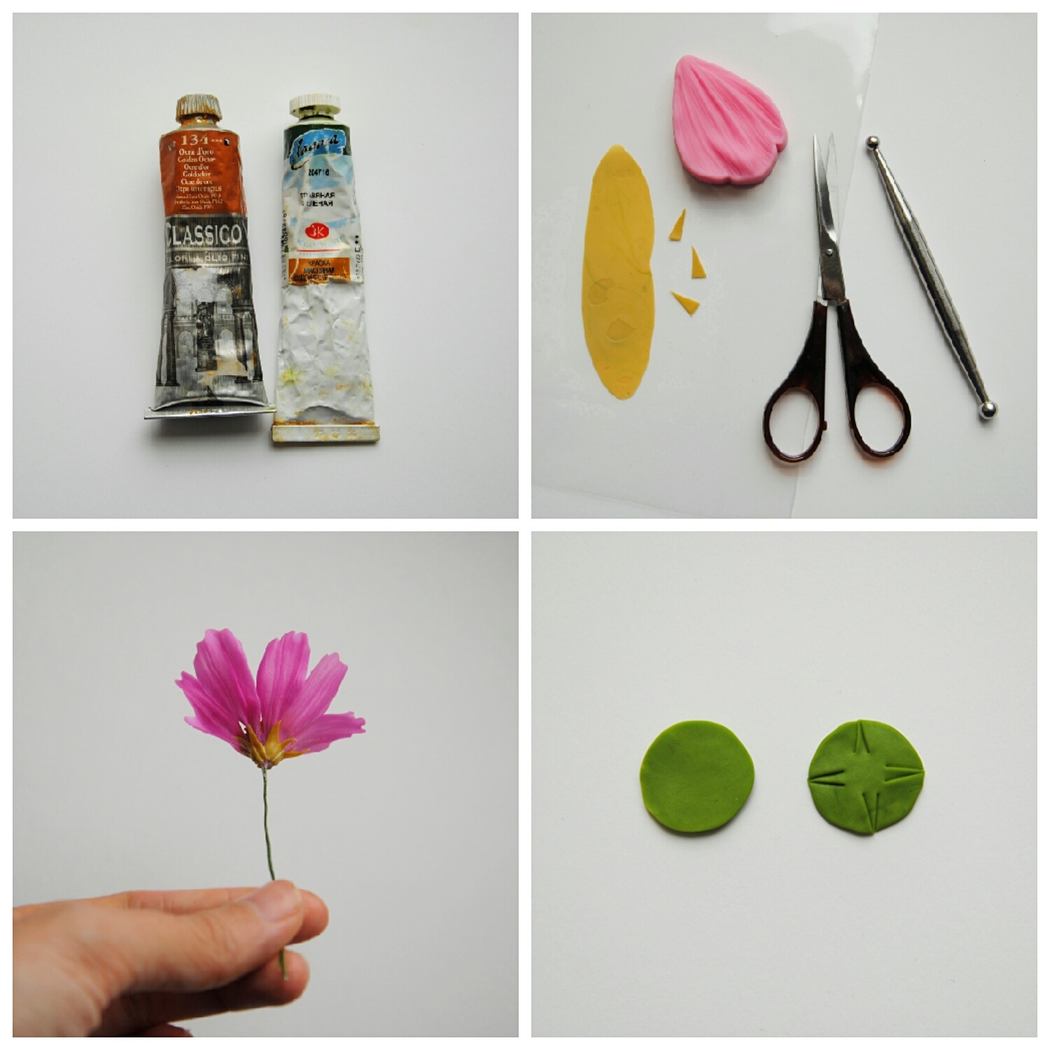 Making a cosmos flower with your own hands - My, Flowers, Needlework with process, Лепка, Longpost, Cold porcelain, Polymer floristry, Polymer clay