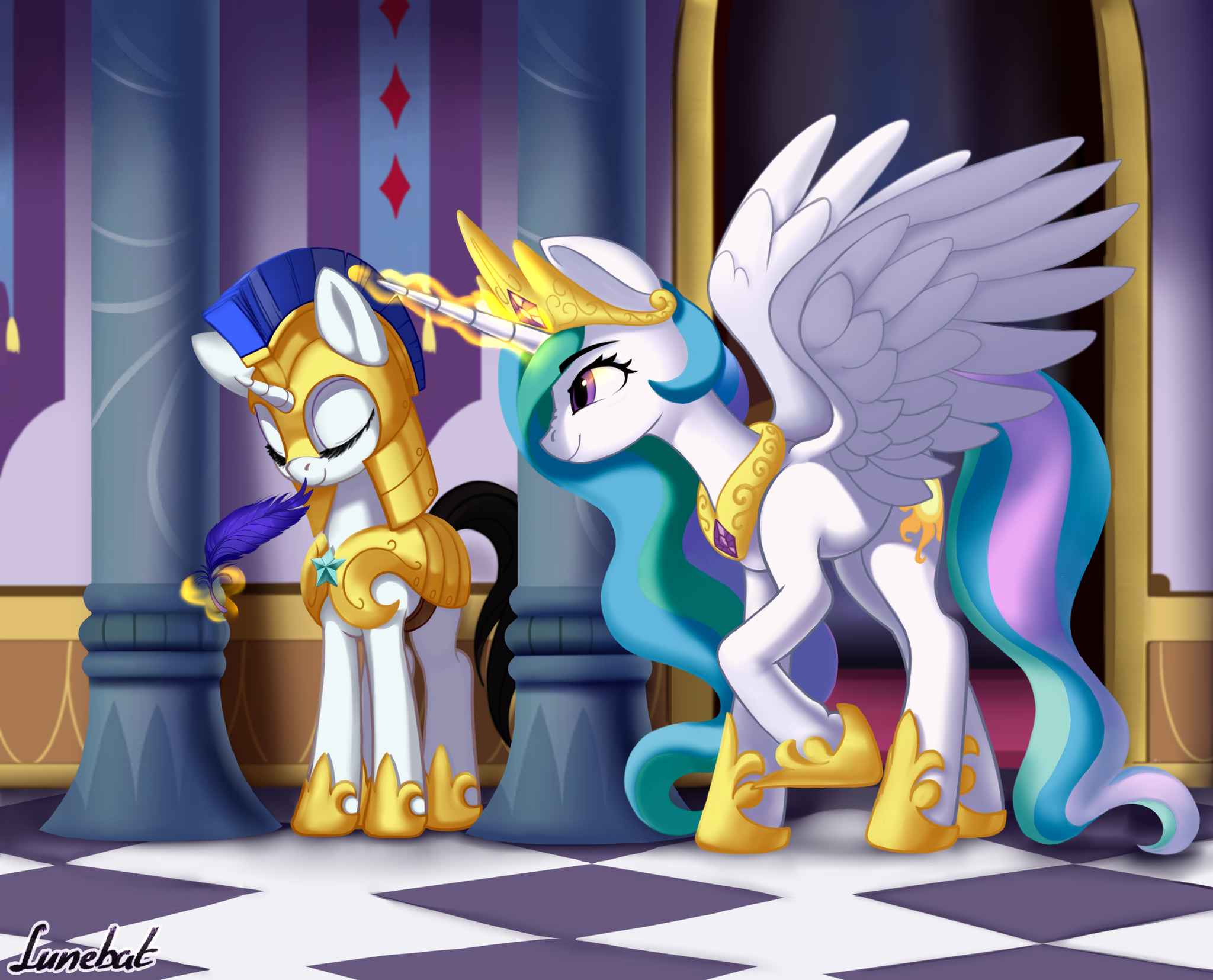 Заснула на посту - My Little Pony, PonyArt, Princess Celestia, Lunebat