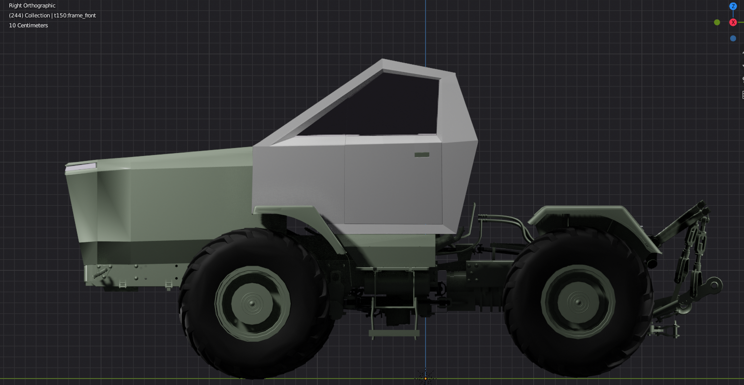 CyberTraktor для колхозников. Наш ответ  Кибертрак строителям - Моё, Blender, 3D, Трактор, Длиннопост, Tesla Cybertruck