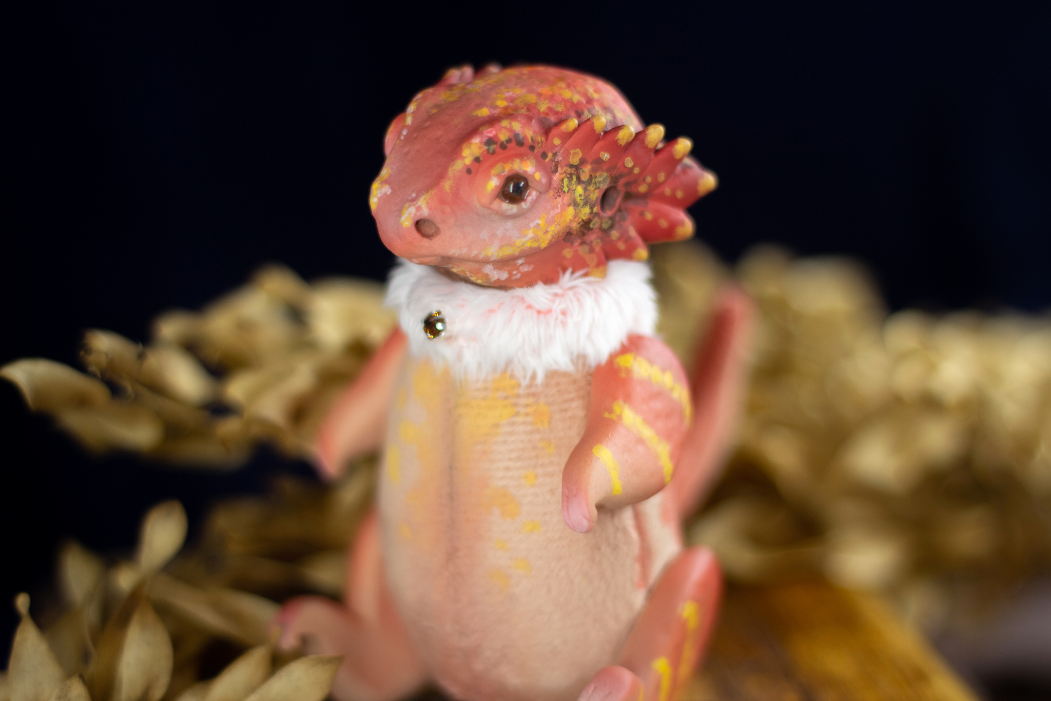 bearded dragon - My, Needlework without process, Toys, Lizard, Bearded dragon, Mixed media, Polymer clay