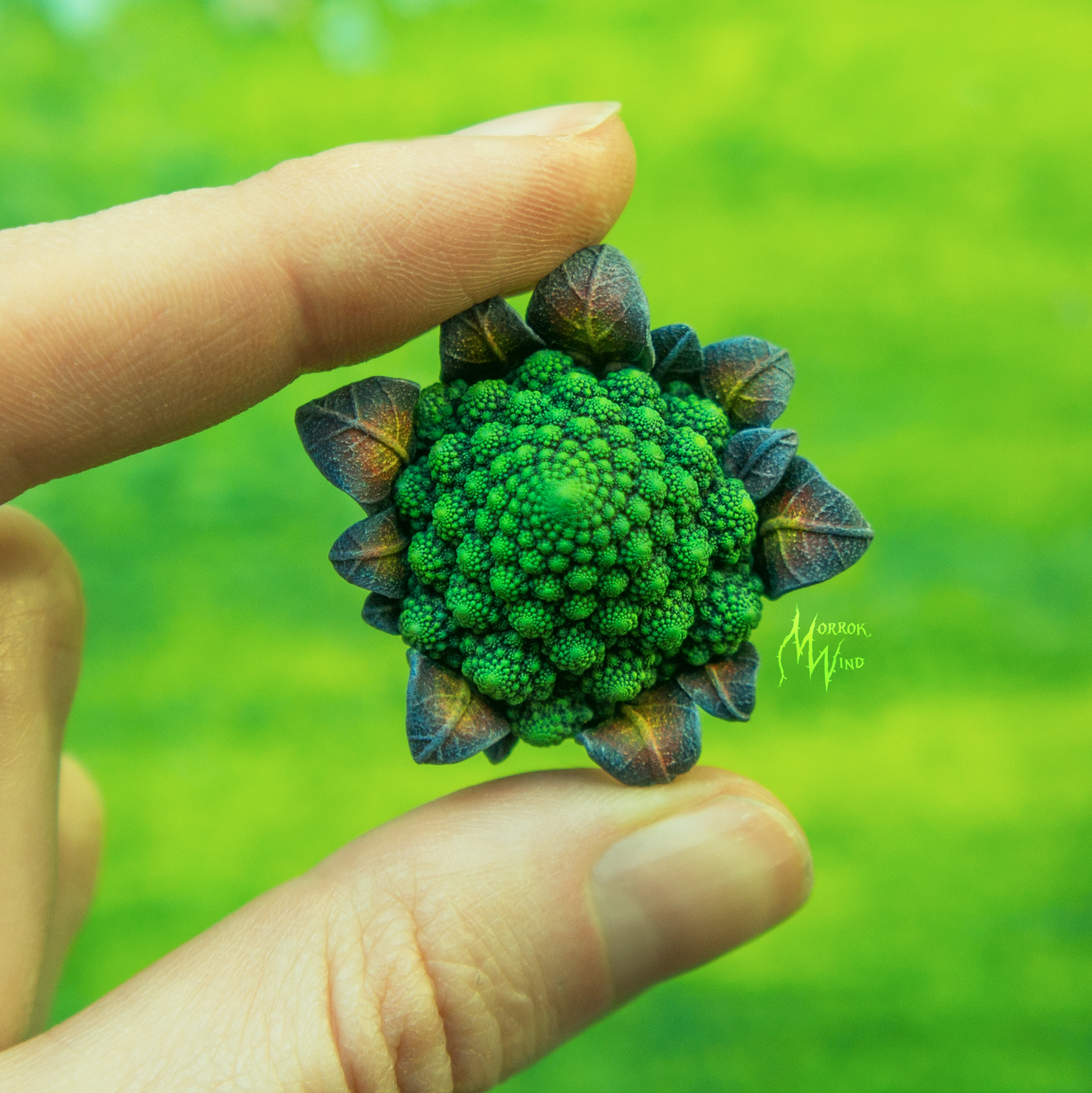 Romanesco cabbage - brooch made of polymer clay - My, Needlework without process, Polymer clay, Fractals, Cabbage, Brooch, Longpost