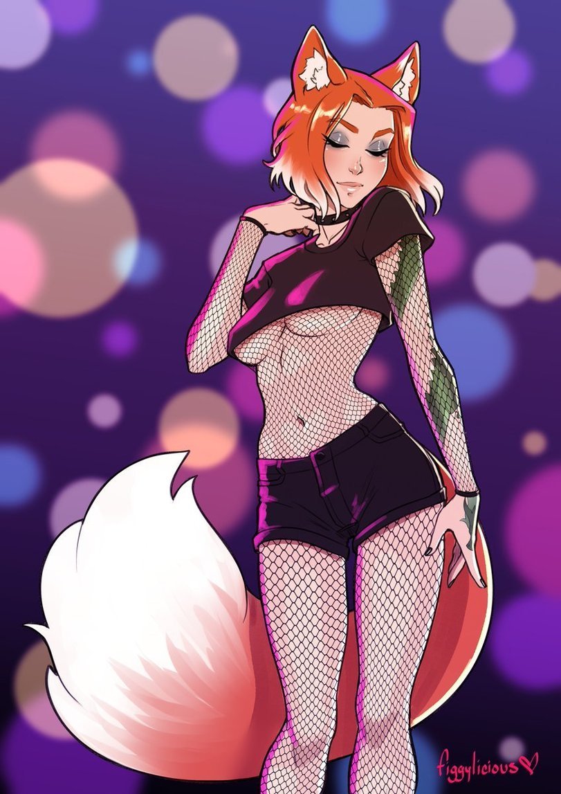 Lysopost - NSFW, Art, Hand-drawn erotica, Girls, Fox, Tail, Luleiya, Figgylicious, Longpost, Skirtzzz