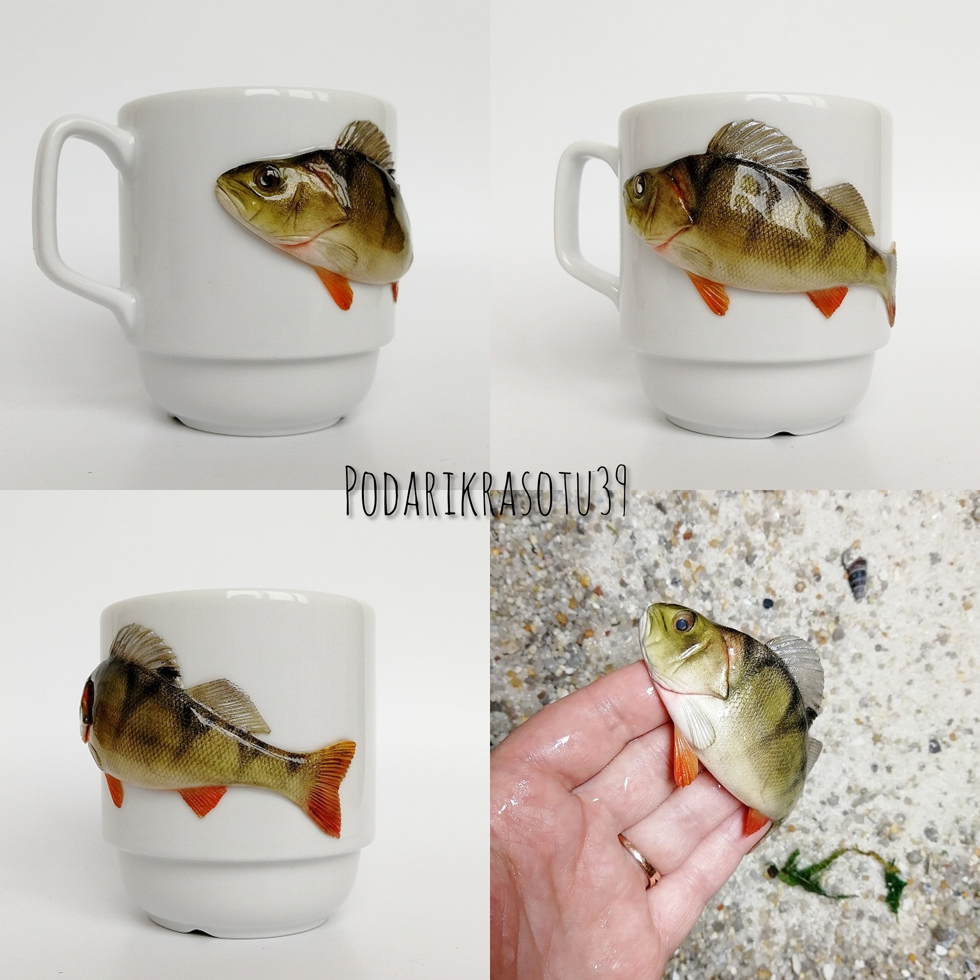 Fish made from clay - My, Polymer clay, A fish, Creation, Needlework without process, Mug with decor, Fishing, Longpost