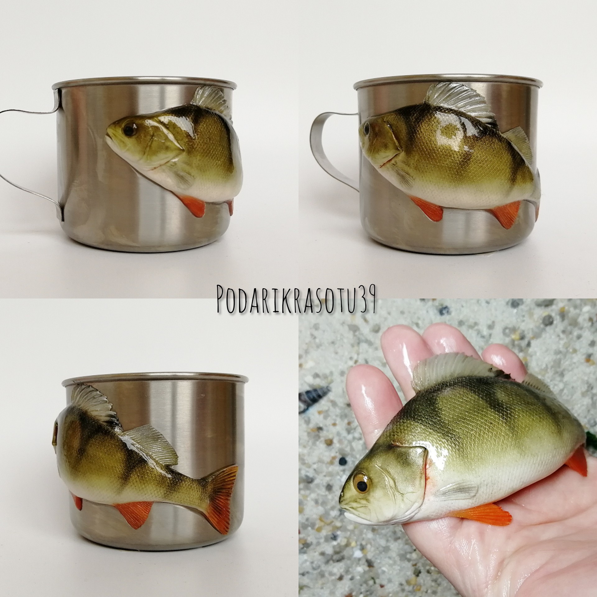 Fish made from clay - My, Polymer clay, A fish, Creation, Needlework without process, Mug with decor, Fishing, Longpost