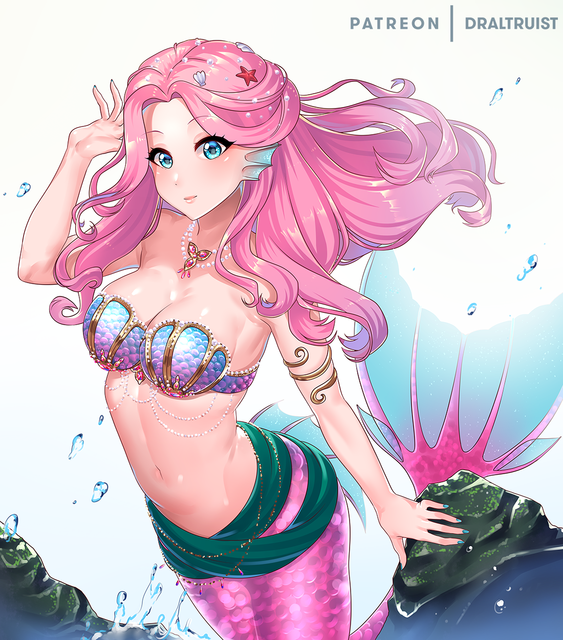 Cute mermaid - Anime, Not anime, Anime art, My little pony, Mermaid, Fluttershy, Humanization, Draltruist