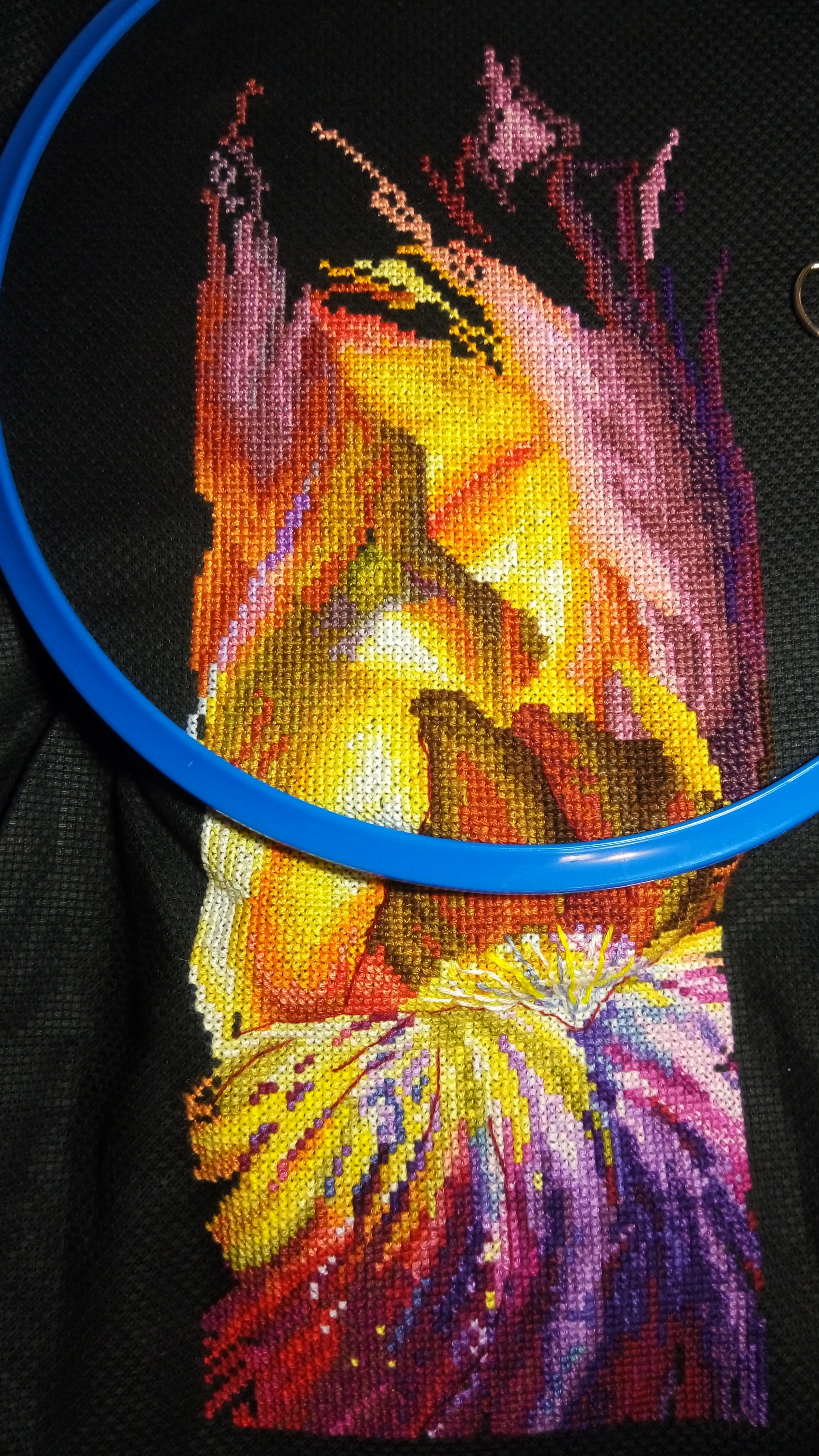 Iris Fire Waltz - My, Cross-stitch, Needlework with process, Irises, Longpost, Handmade