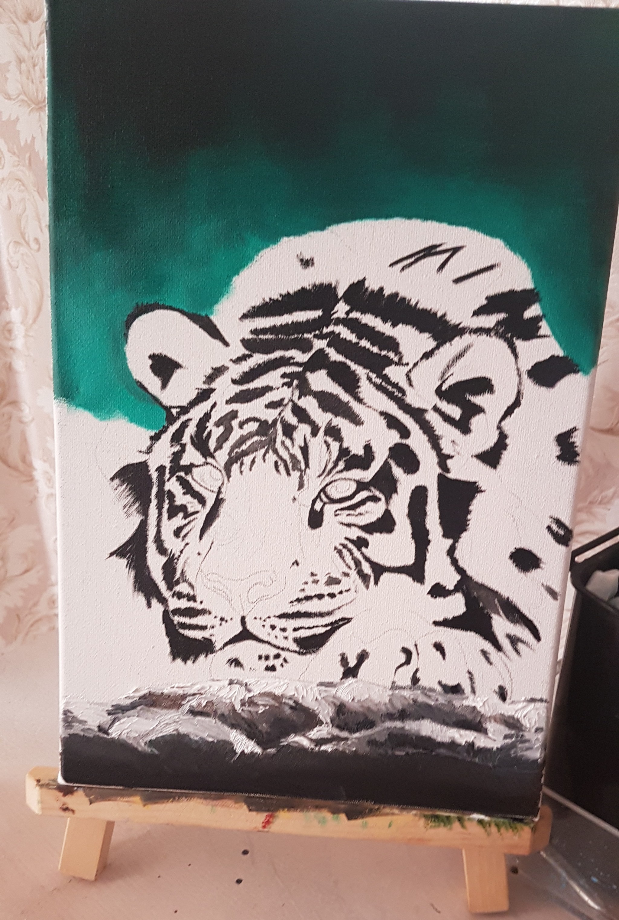 Tiger - My, Tiger, Oil painting, Painting, Longpost