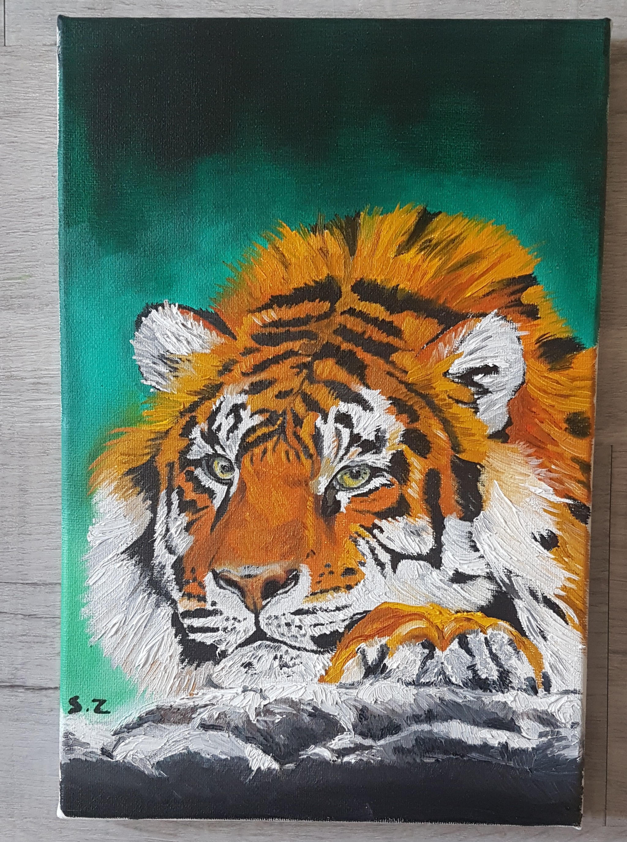 Tiger - My, Tiger, Oil painting, Painting, Longpost