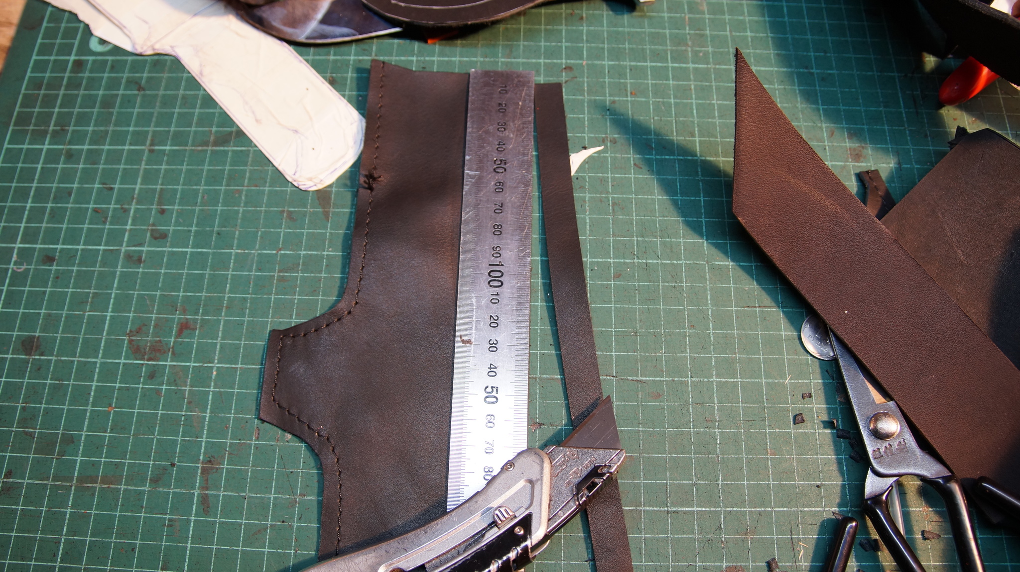 Sheaths or pimples? ACNE! Part one - My, Sheath, Leather, Knife, Saddle seam, Piercer, Needlework with process, Longpost