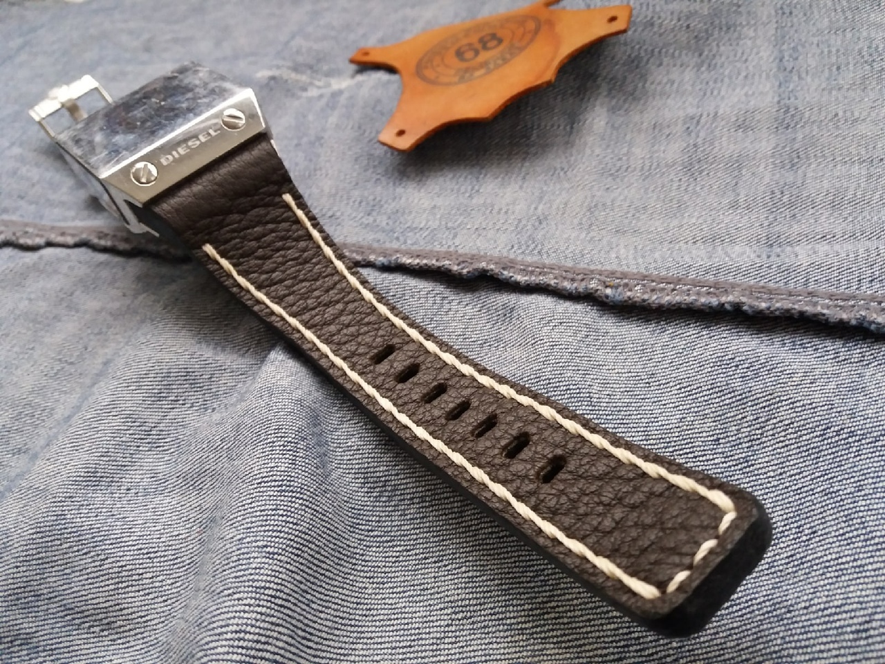 Diesel watch strap or where is the dial???? - My, Strap, Longpost, Leather products, Clock, Needlework with process